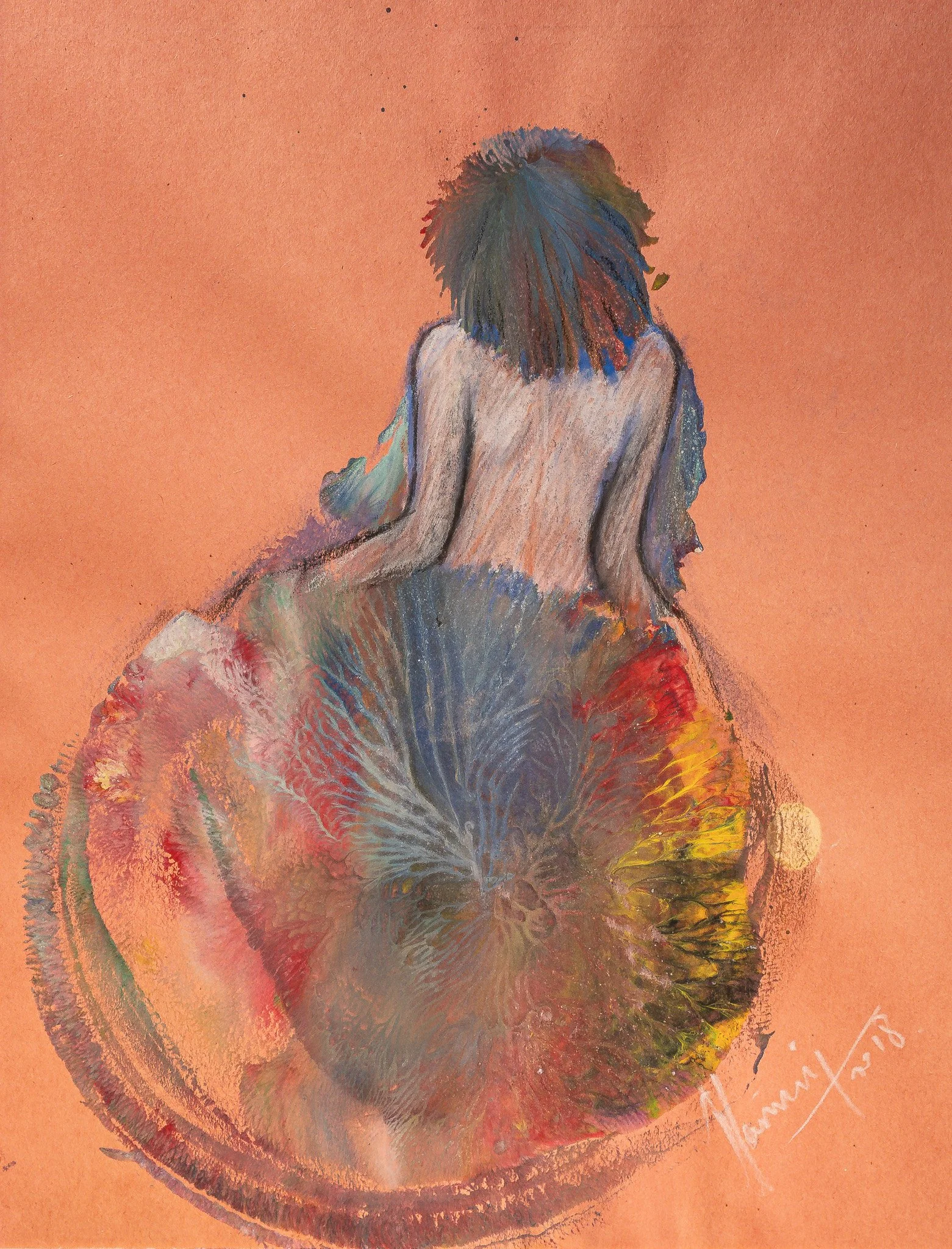 "Prismatic Muse Series", mixed media on paper, 9.5 × 12 in., 2018