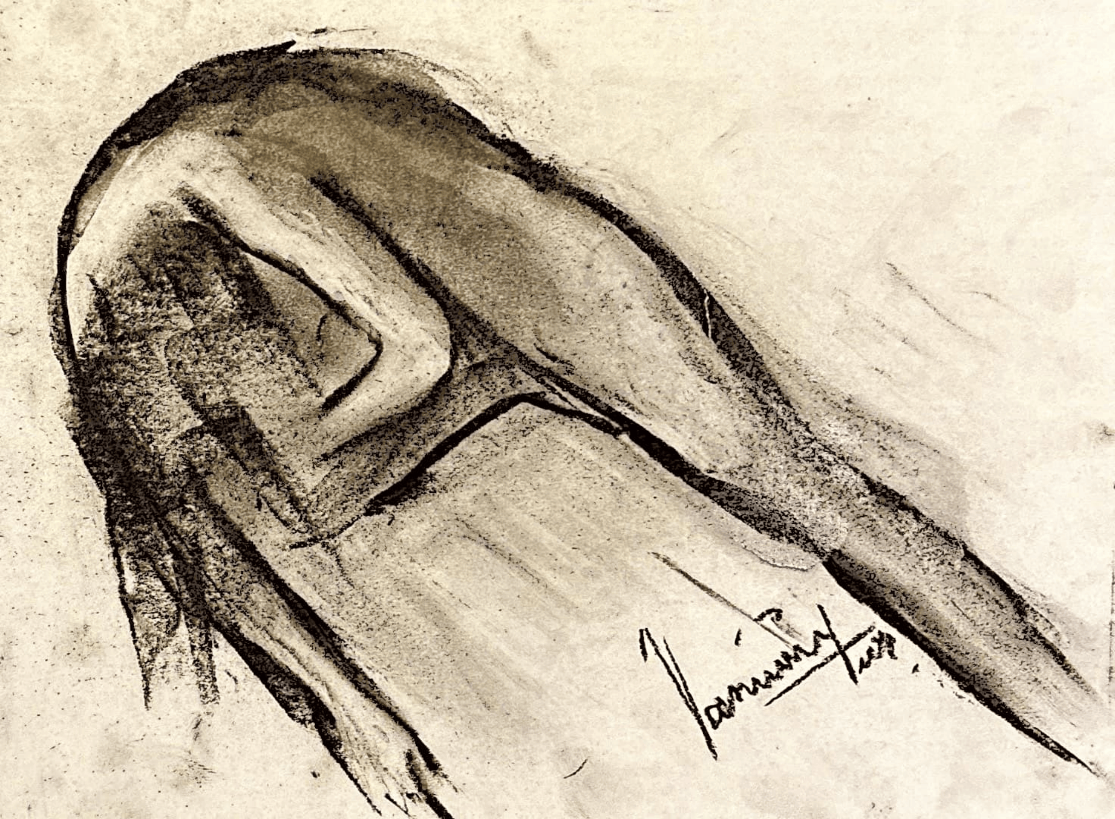 "Technical Warm-ups", charcoal on paper, 9 × 11.75 in., 2024