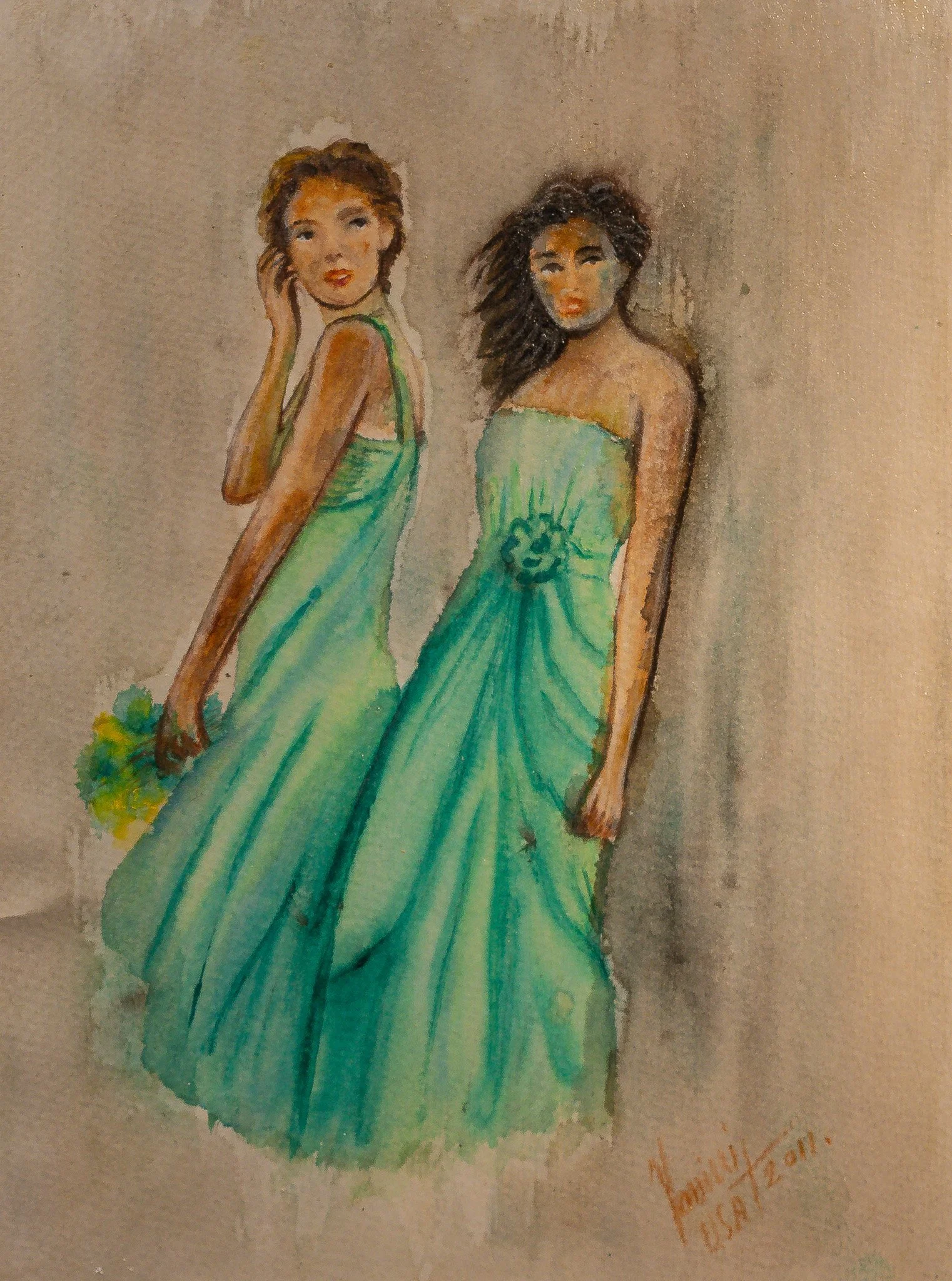 "Emerald Pair", watercolor on paper, 9 × 12 in., 2011