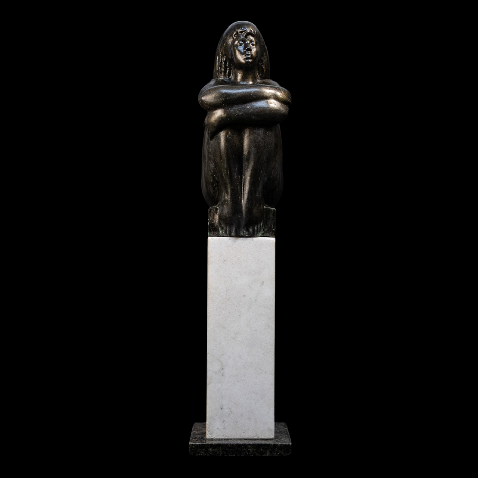 "Self-Possession", bronze on marble base, 18 × 4 × 3 in., 1991