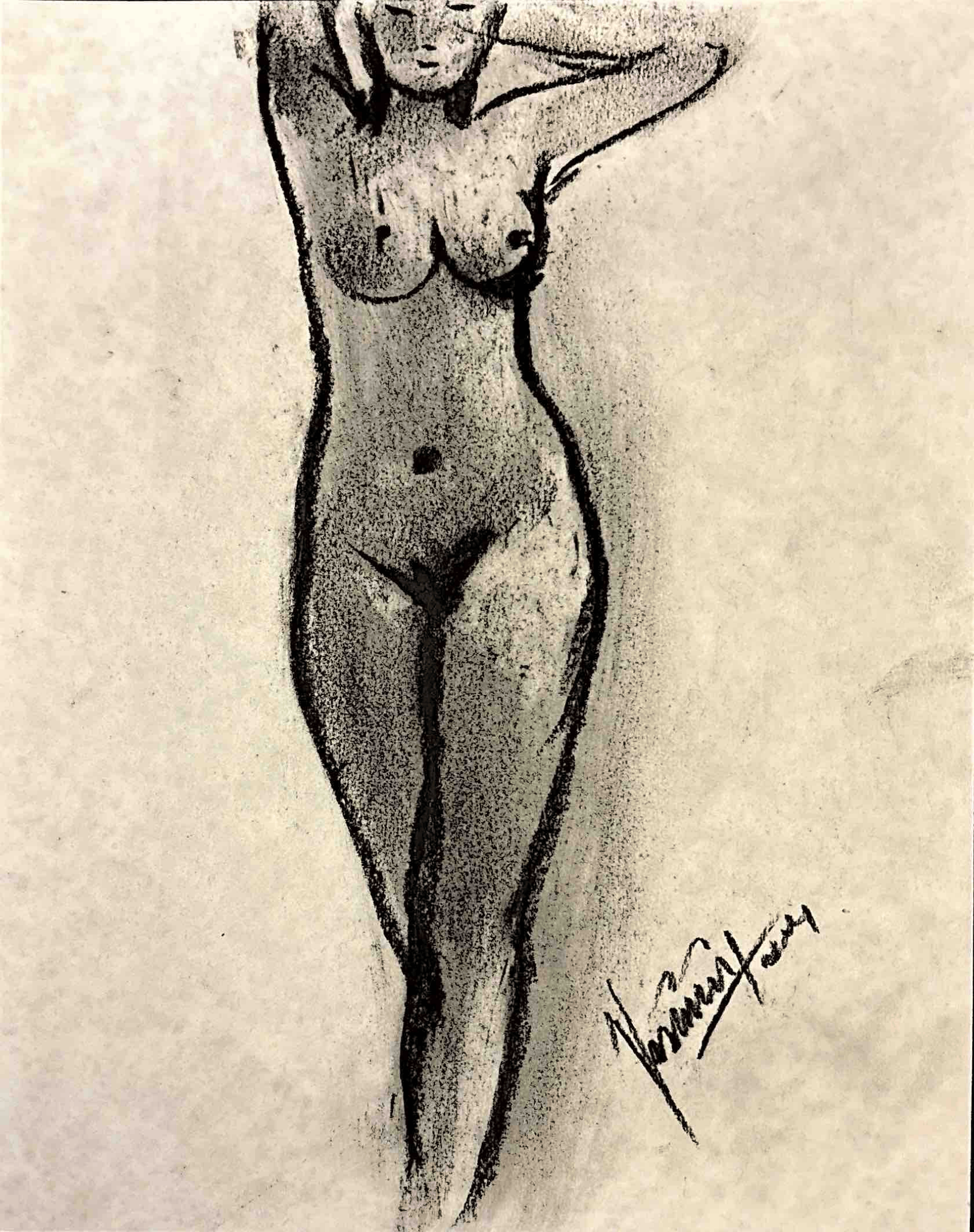 "Technical Warm-ups", charcoal on paper, 9 × 11.75 in., 2024