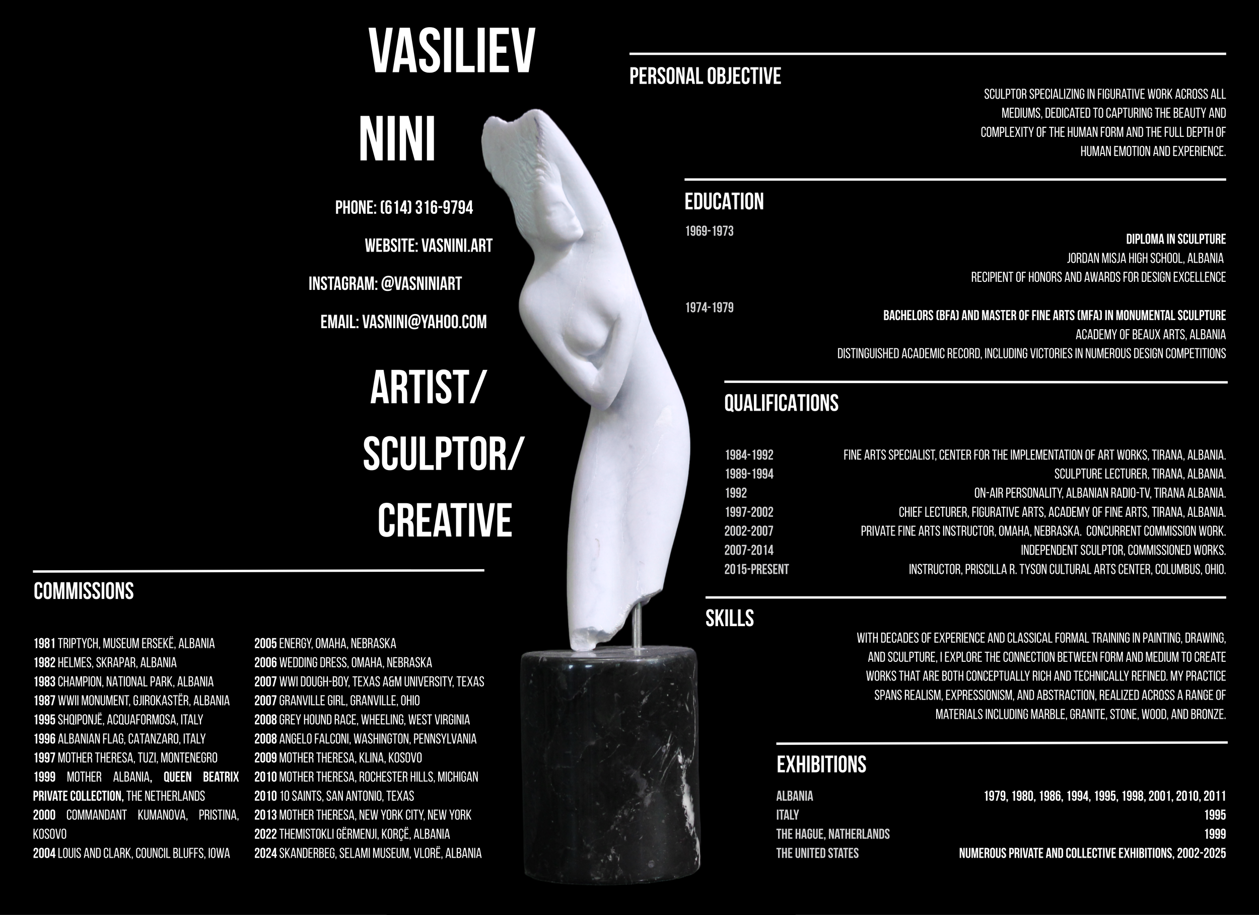 Vasiliev Nini fine artist and sculptor resume
