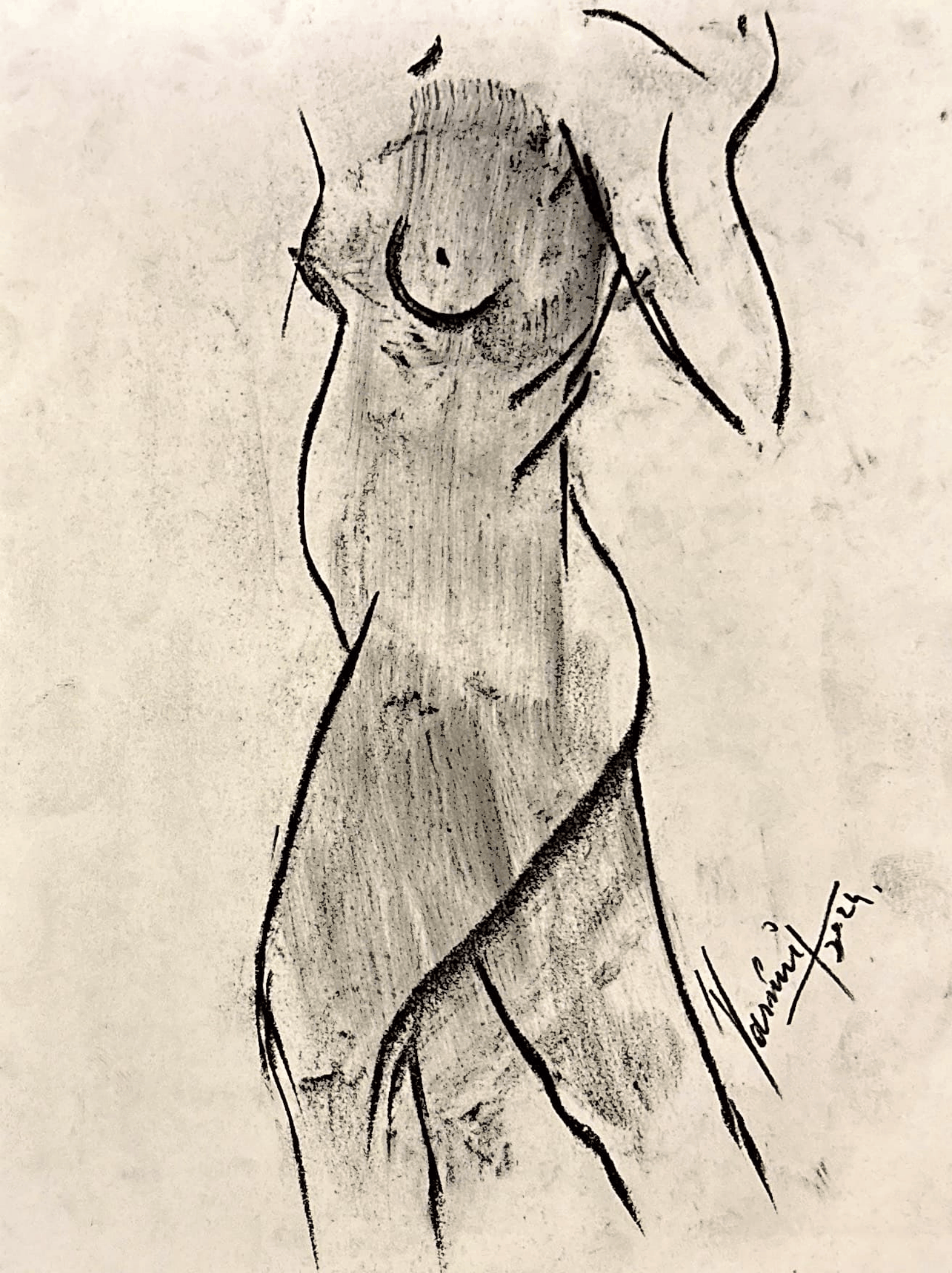 "Technical Warm-ups", charcoal on paper, 9 × 11.75 in., 2024