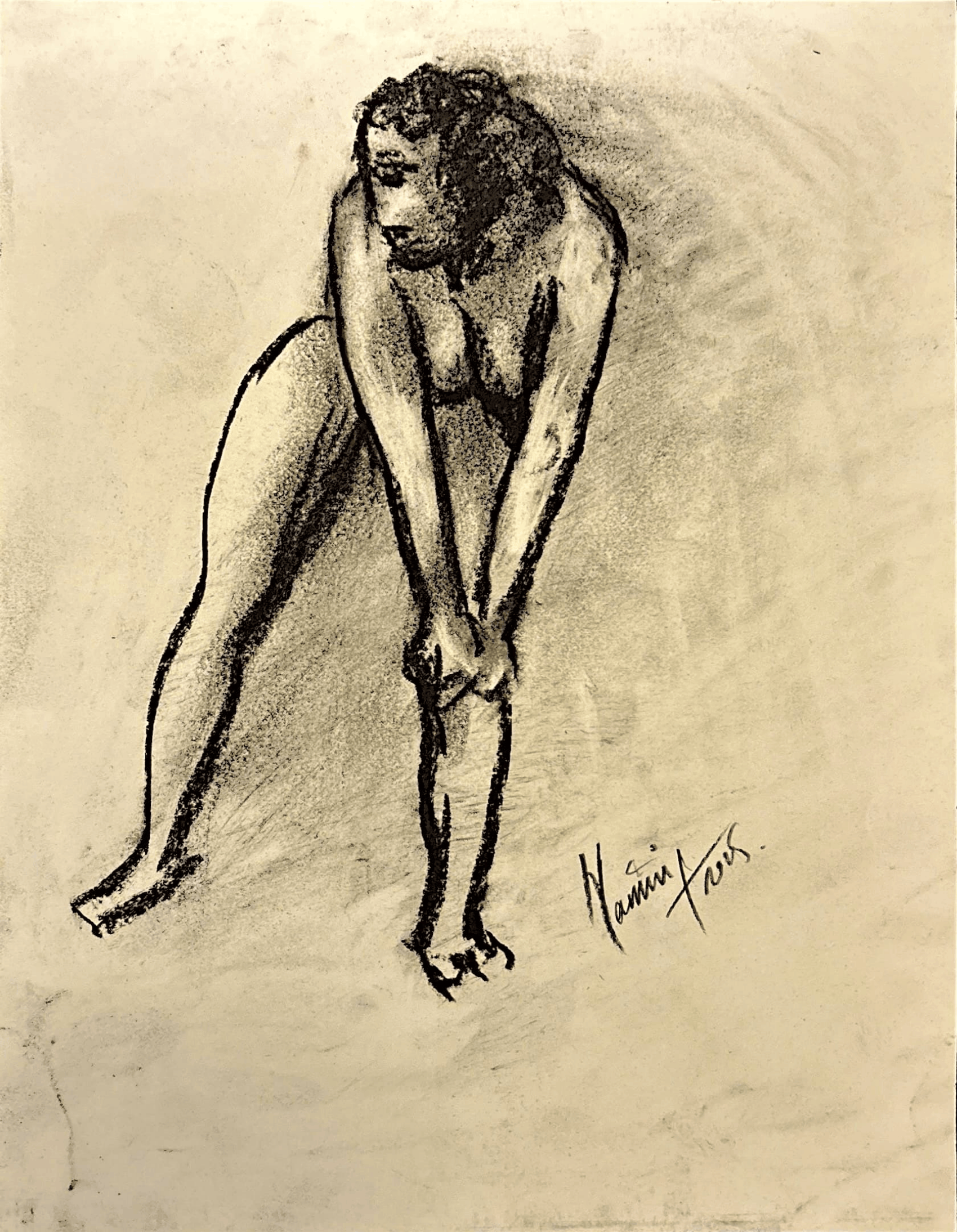 "Technical Warm-ups", charcoal on paper, 9 × 11.75 in., 2025