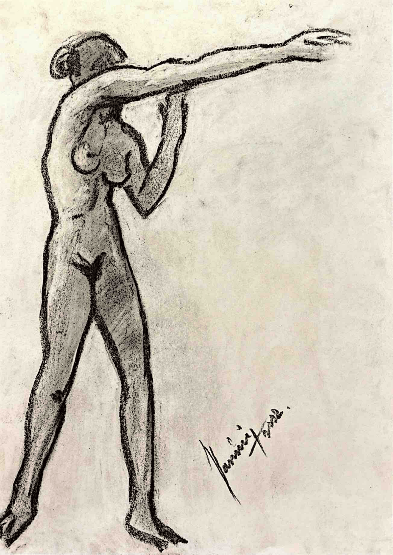 "Technical Warm-ups", charcoal on paper, 9 × 11.75 in., 2022