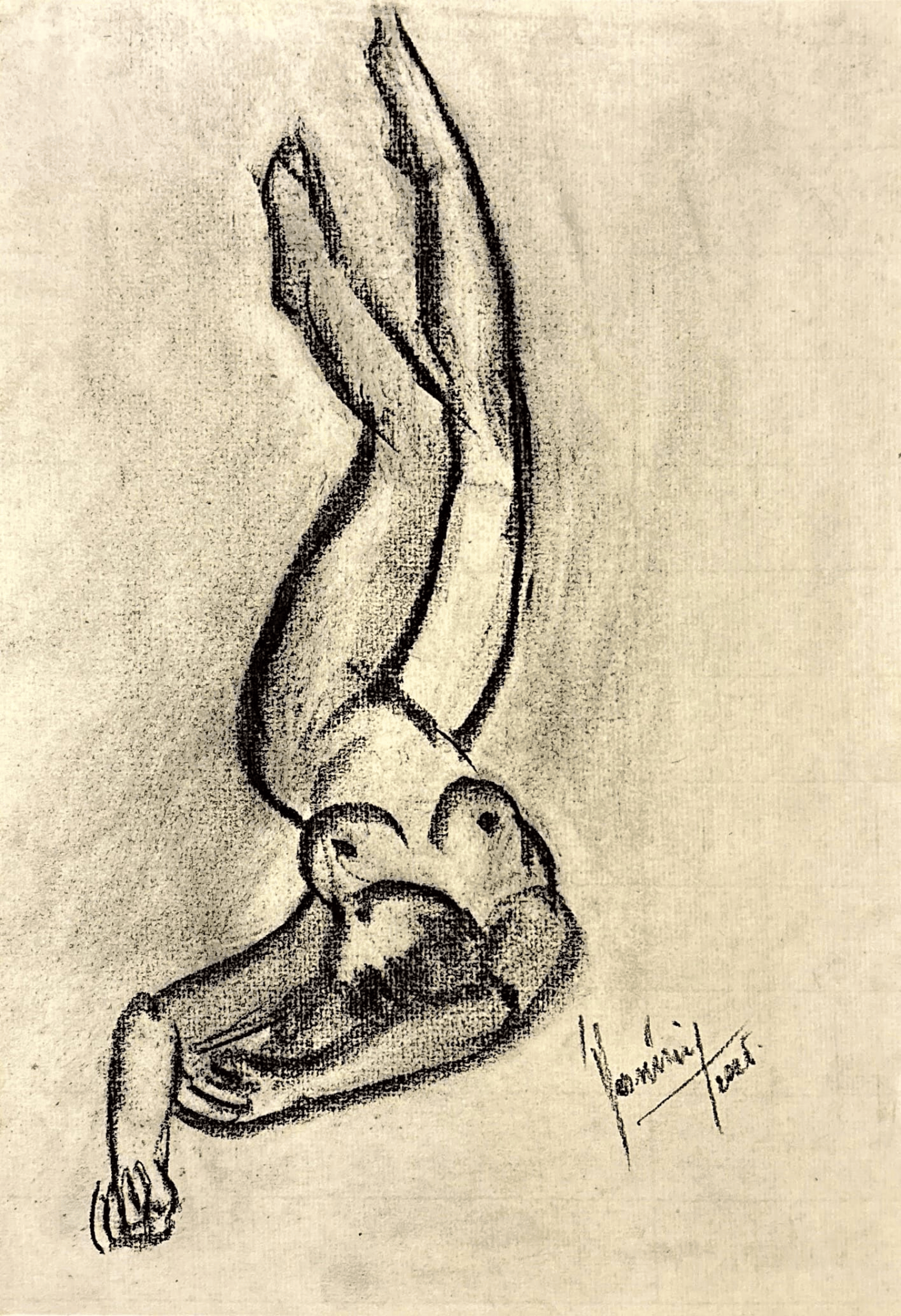 "Technical Warm-ups", charcoal on paper, 9 × 11.75 in., 2025