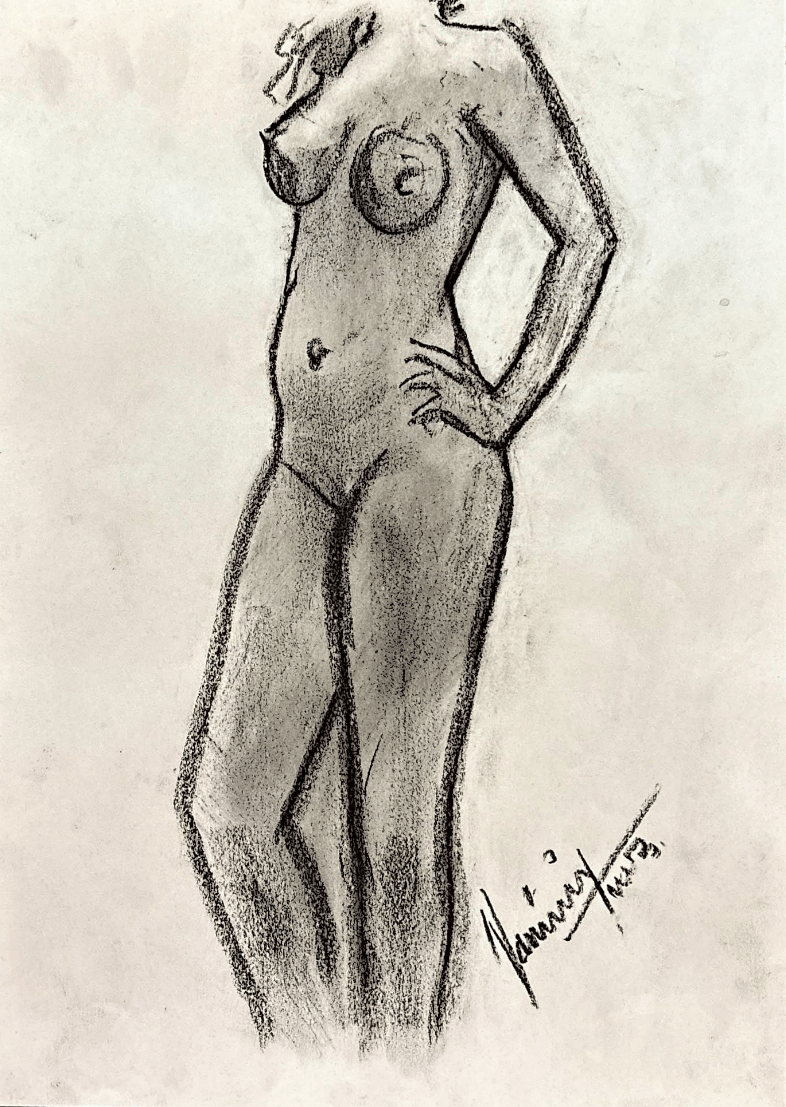 "Technical Warm-ups", charcoal on paper, 9 × 11.75 in., 2023