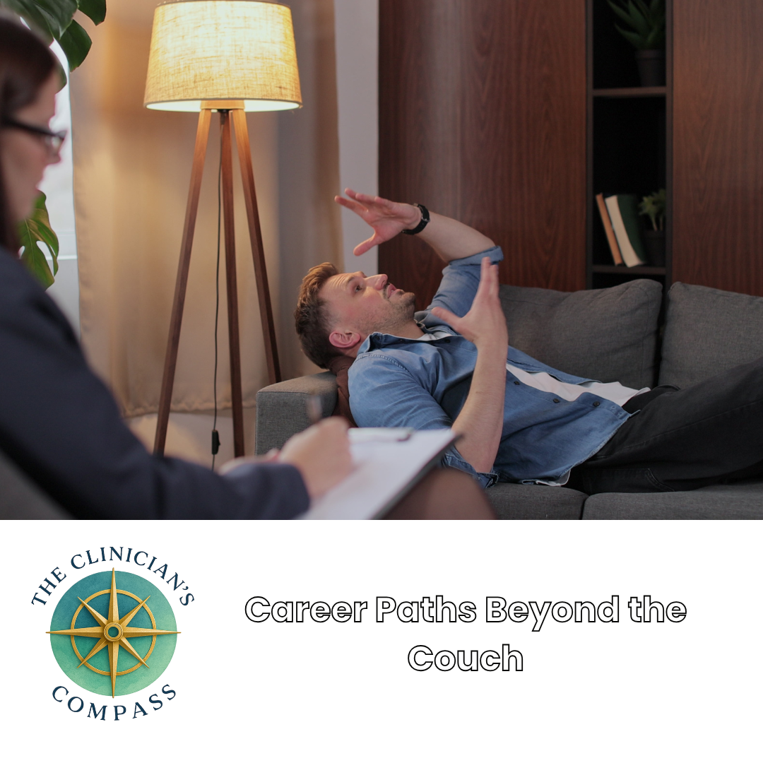 Career Paths: Beyond the Couch is a free guide created for therapists who are curious about what’s possible beyond traditional clinical roles. It encourages clinicians to recognize the breadth of their skills and explore new career paths that align w