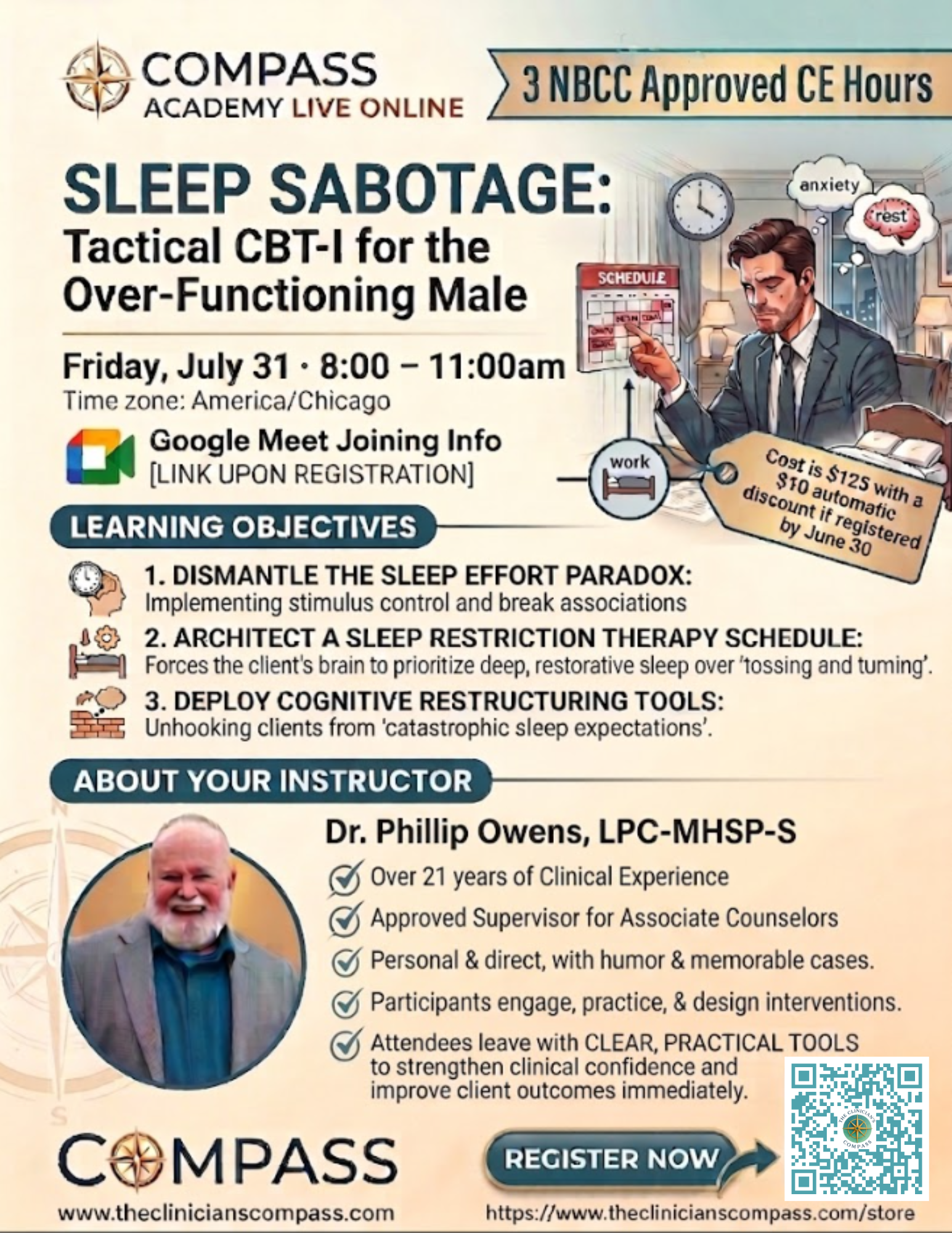 Compass Academy Live Online: Sleep Sabotage: Tactical CBT-I for the Over-Functioning Male