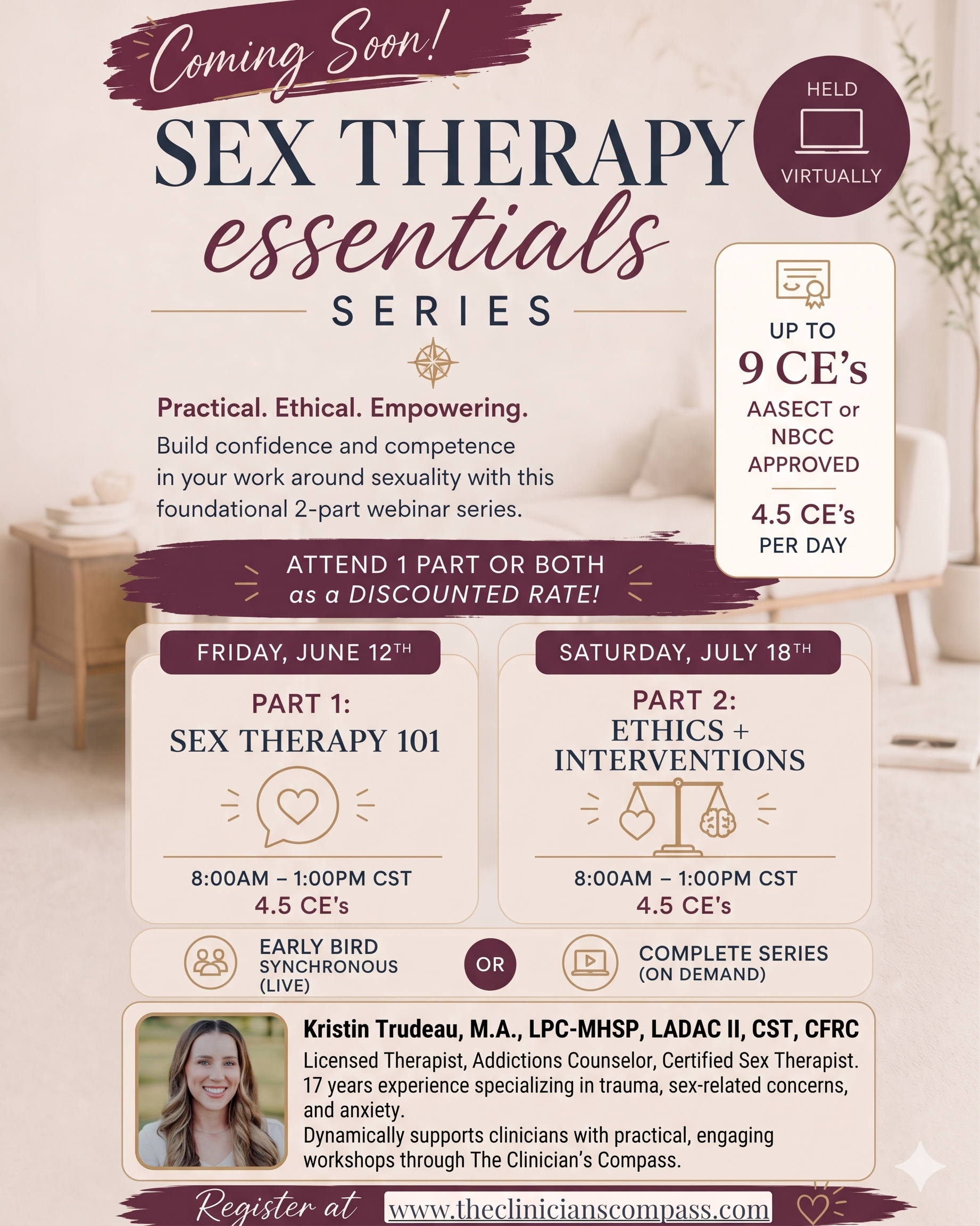 Compass Academy Live Online- Sex Therapy Essentials Workshop (Parts 1 and 2)