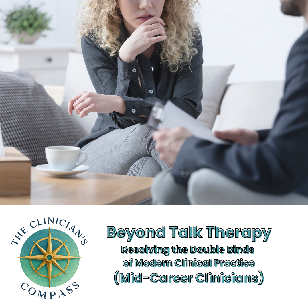 Inspired by our course Beyond Talk Therapy: Resolving the Double Binds of Modern Clinical Practice, this e-book is both a preview and a guide for mid career Clinicians seeking clarity amid the mixed messages of modern clinical training. It invites re