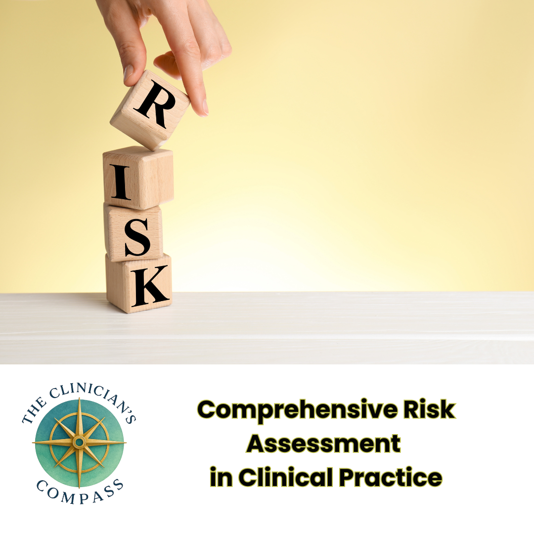 Risk assessment is essential—and often fragmented.
This preview e-book of our 6-hour continuing education course gives clinicians a clear, integrated framework for assessing and managing risk across clients, clinicians, and the business of practice. 