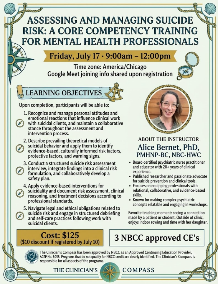 Assessing and Managing Suicide Risk: A Core Competency Training for Mental Health Professionals
