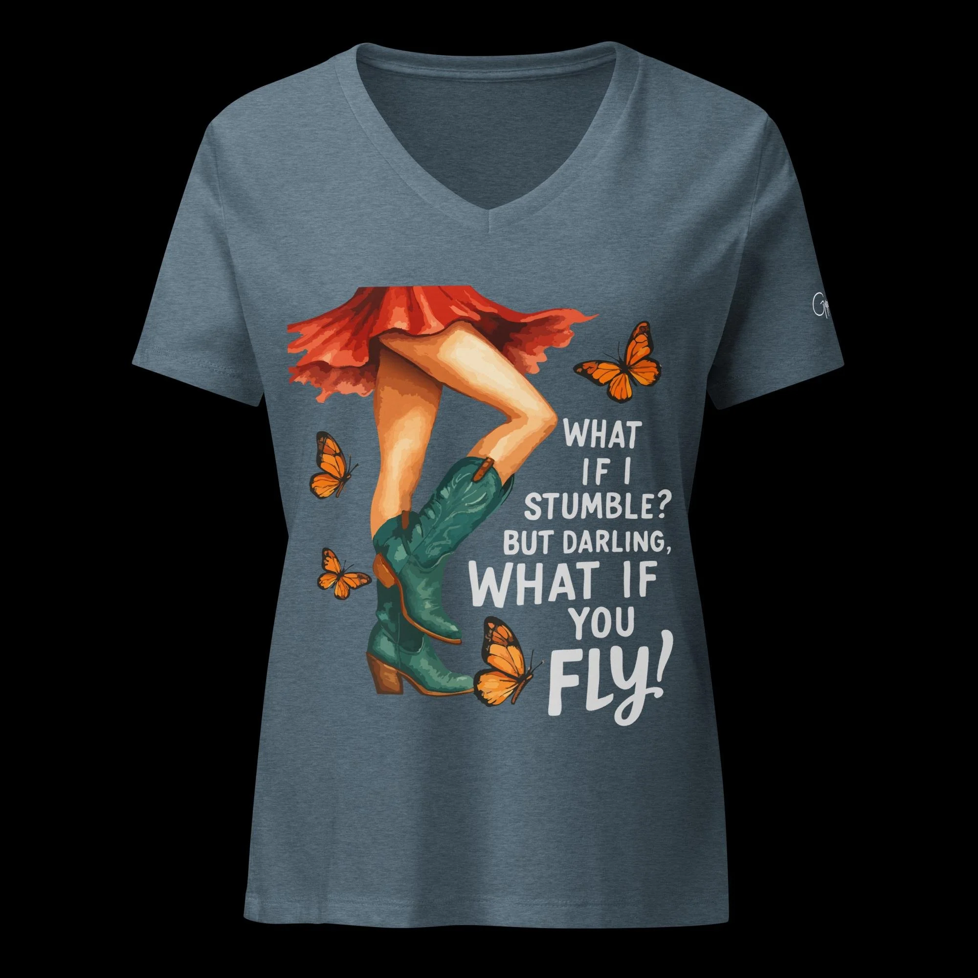 U-VT-DA-009-M - Dancer - What if I Stumble - M - V Neck Tee