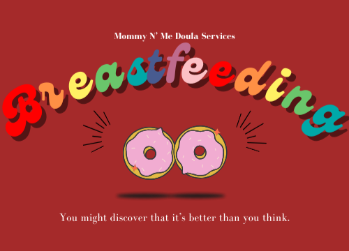 created image of breastfeeding logo and two donuts