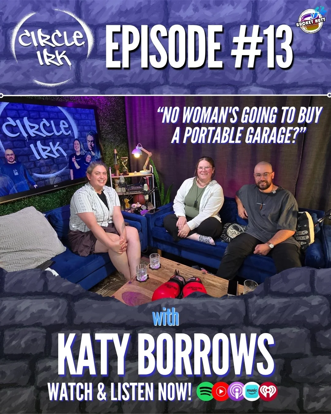 EPISODE 13 OUT NOW! 🥊
Comedians and real-life married couple Mo Munn and Q Potts chat with Katy Borrows about garages, fight clubs, comedy and more! 

You can catch new episodes of Circle Irk every fortnight on our YouTube channel - or wherever you 
