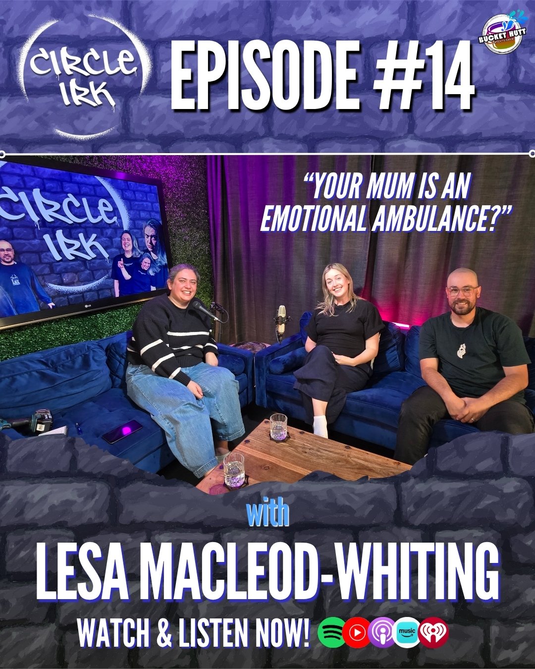 EPISODE 14 OUT NOW! 🔫
Comedians and real-life married couple Mo Munn and Q Potts chat with Lesa MacLeod-Whiting about birthing chairs, improv beef, comedy and more! 

You can catch new episodes of Circle Irk every fortnight on our YouTube channel - 