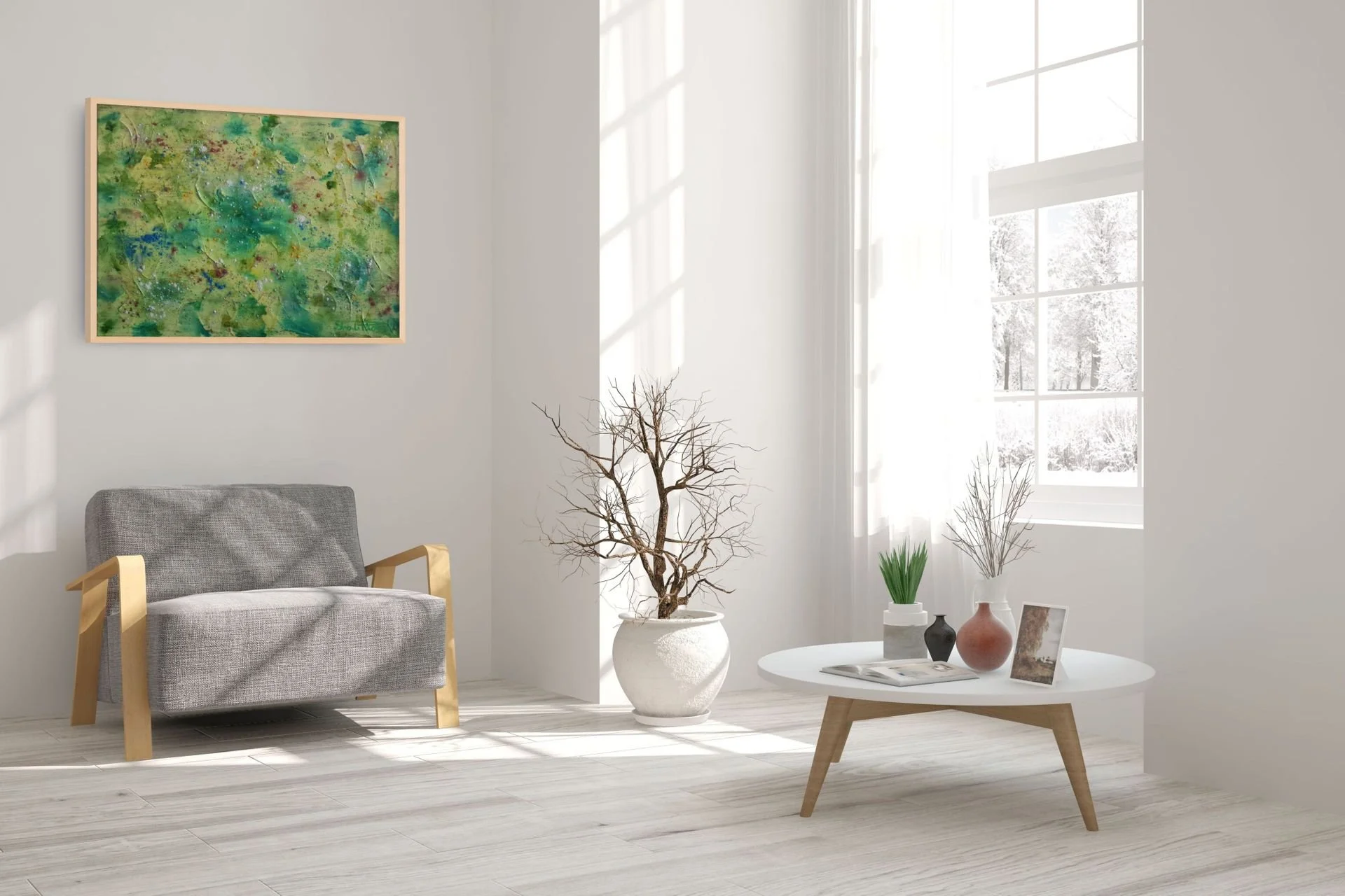 Air - Garden | Conceptual Piece | Framed | Mixed Media on Textured Canvas | 20" x 16"