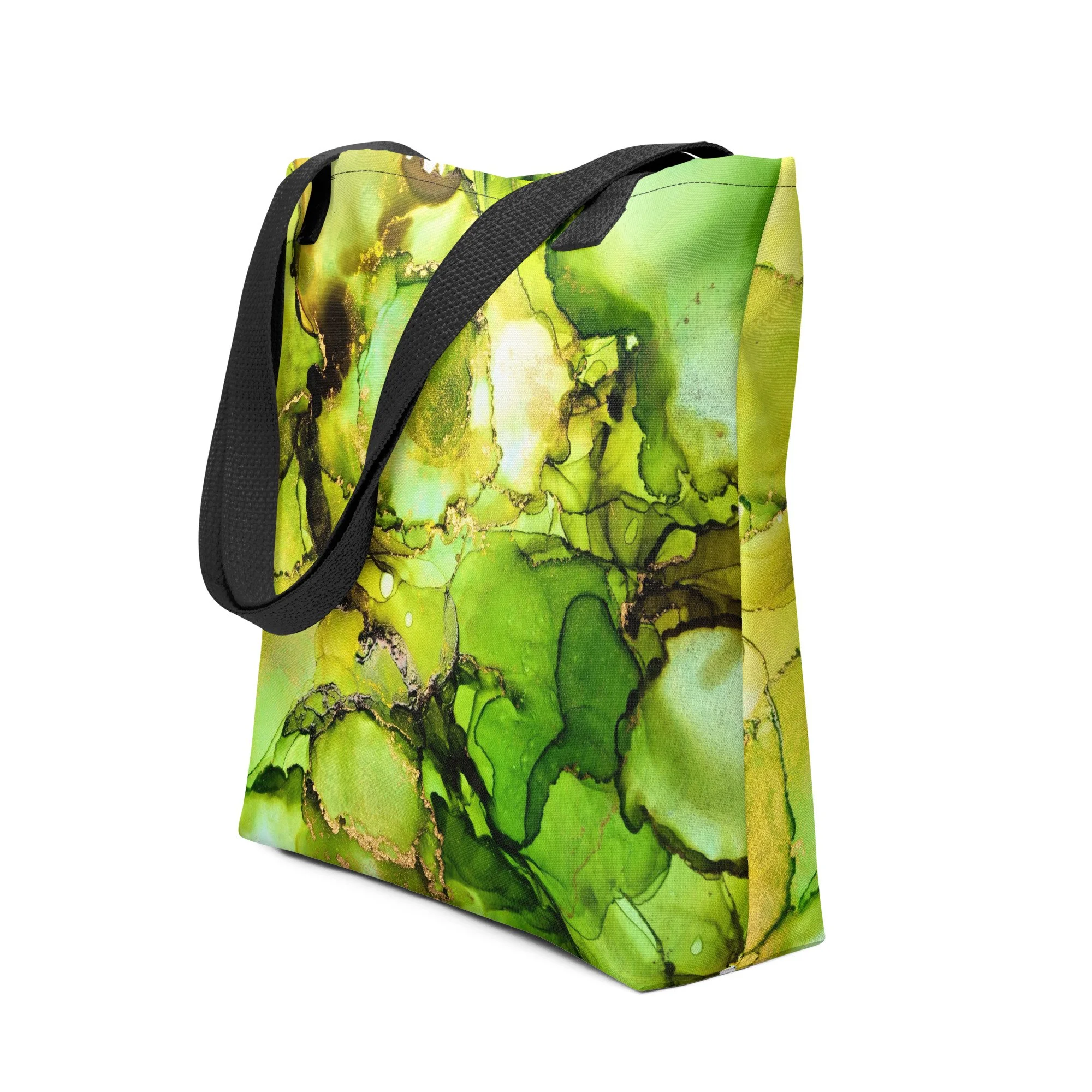 Tote bag - 15" x 15" - Green & Gold Marble