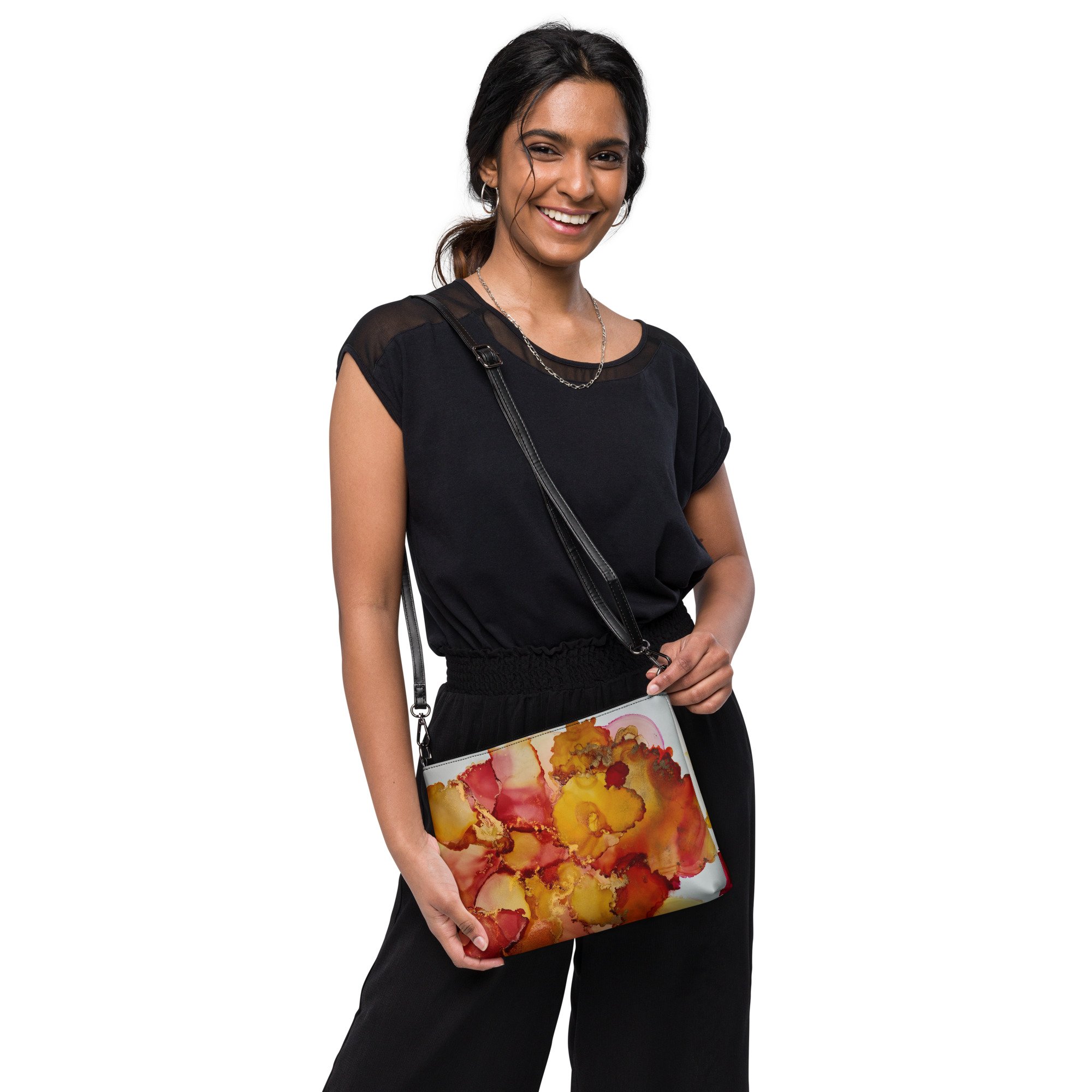 Crossbody bag - Red Yellow & Gold Marble