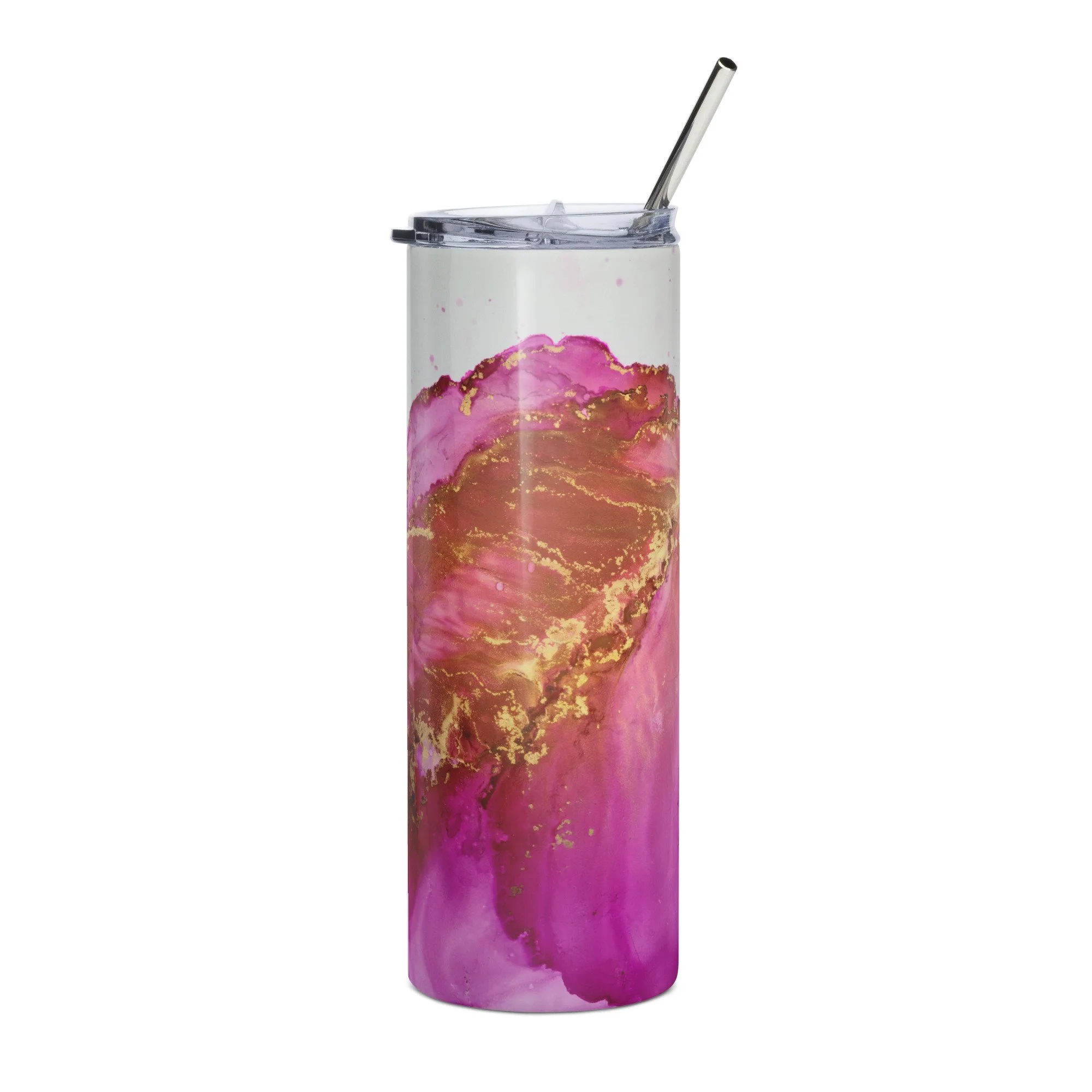 Stainless steel tumbler - Pink & Gold Bloom