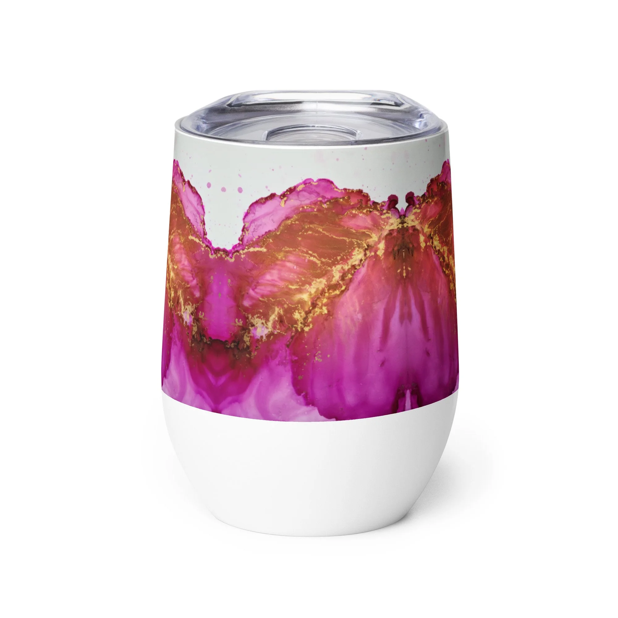 Wine tumbler - Pink & Gold Bloom