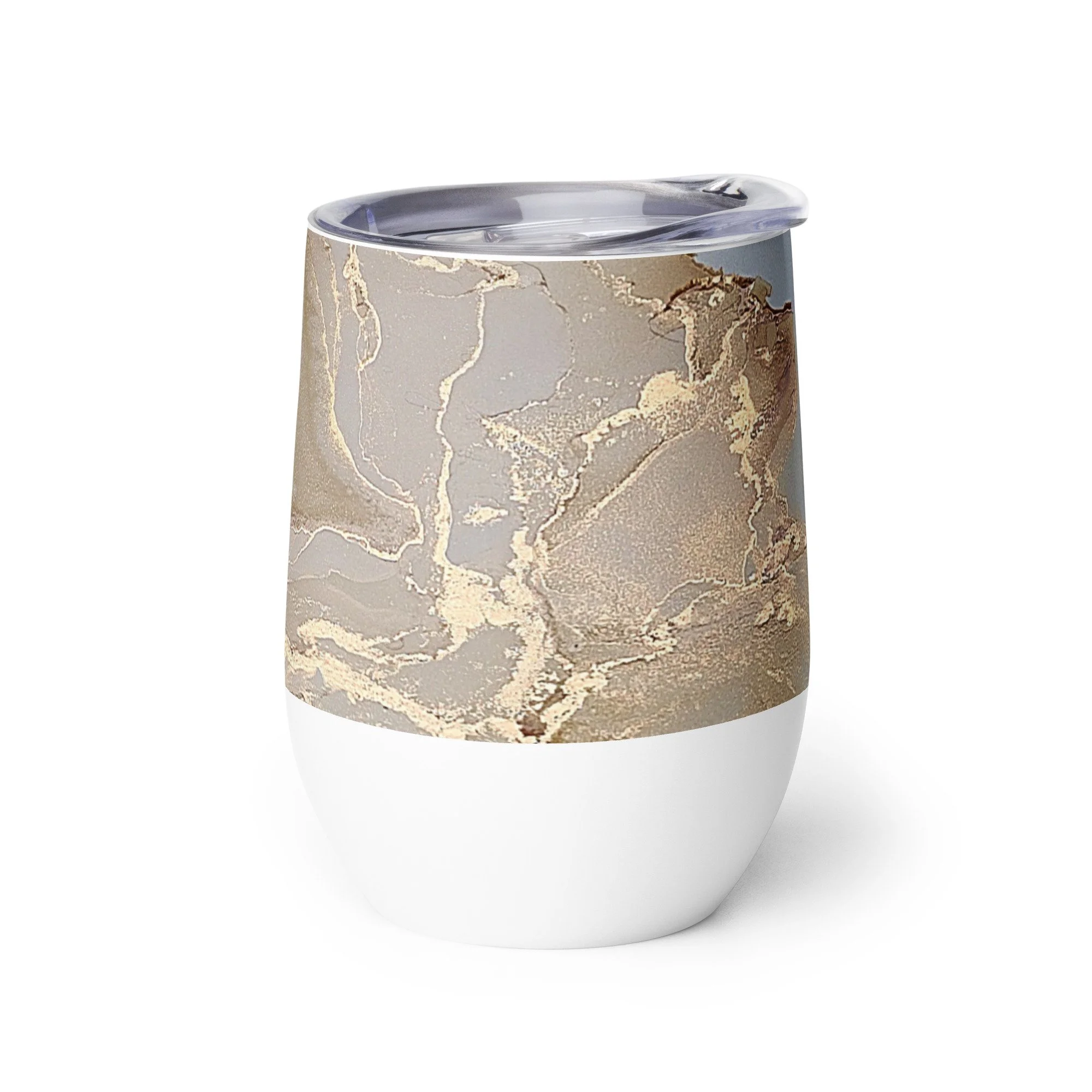 Wine tumbler - Beige & Gold Marble