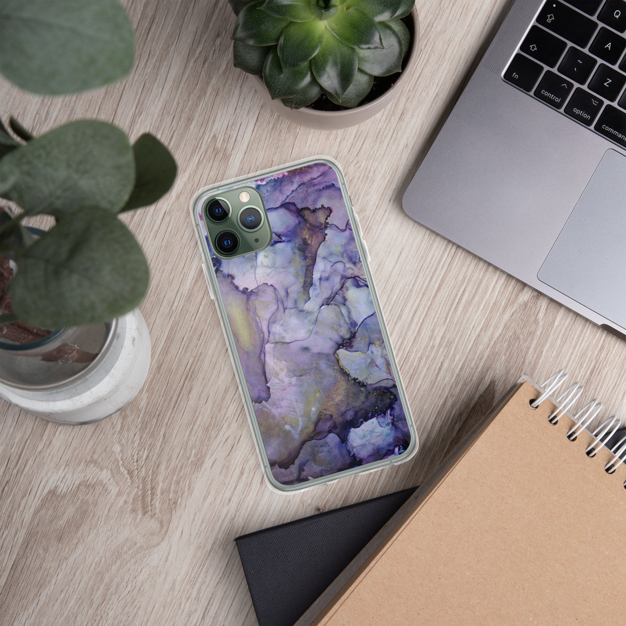 iPhone® Clear Case - Purple & Gold Marble