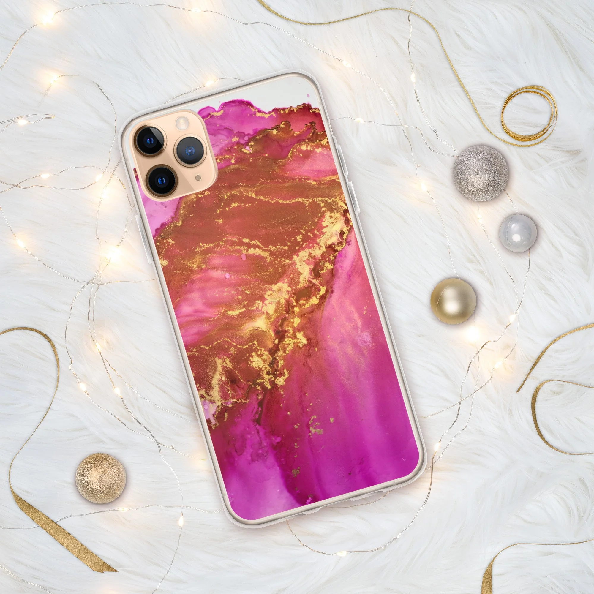 iPhone® Clear Case - Pink & Gold Blush