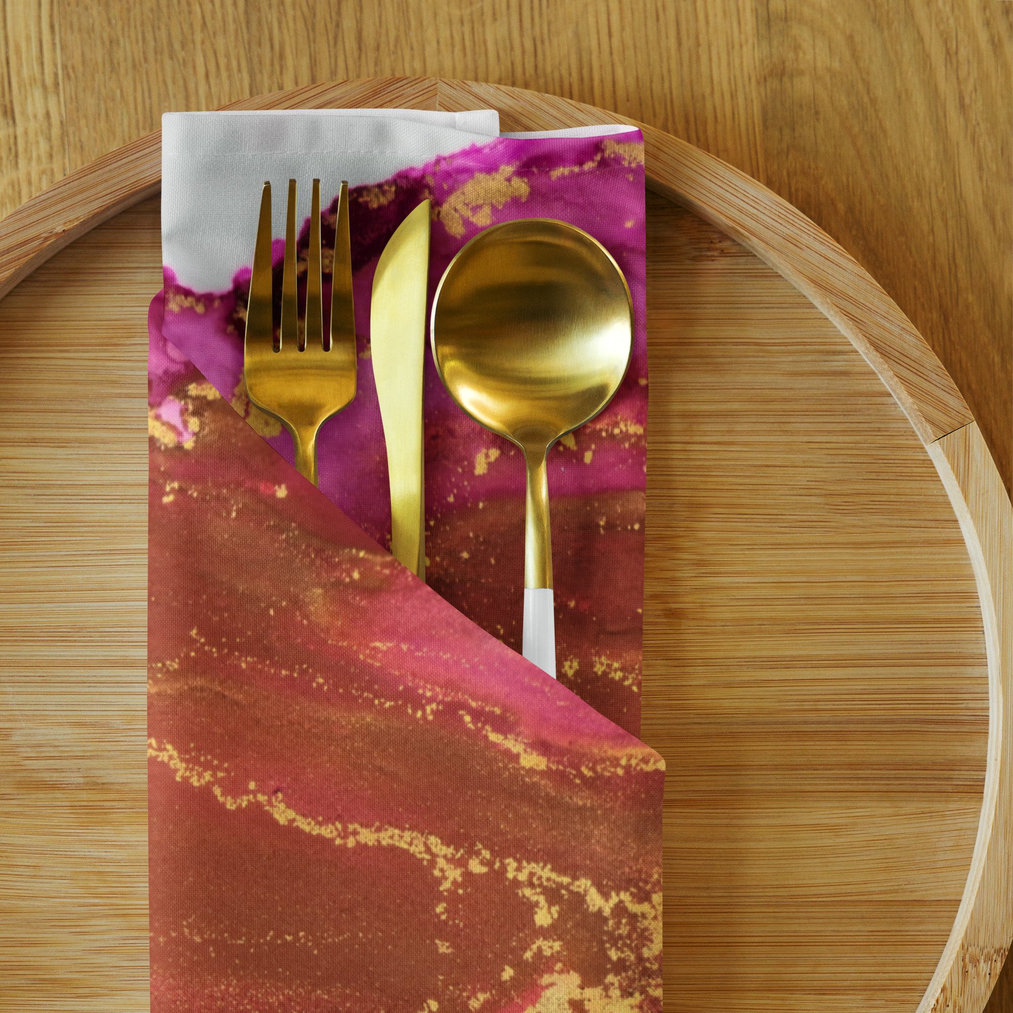 Cloth napkin set - Pink & Gold Bloom