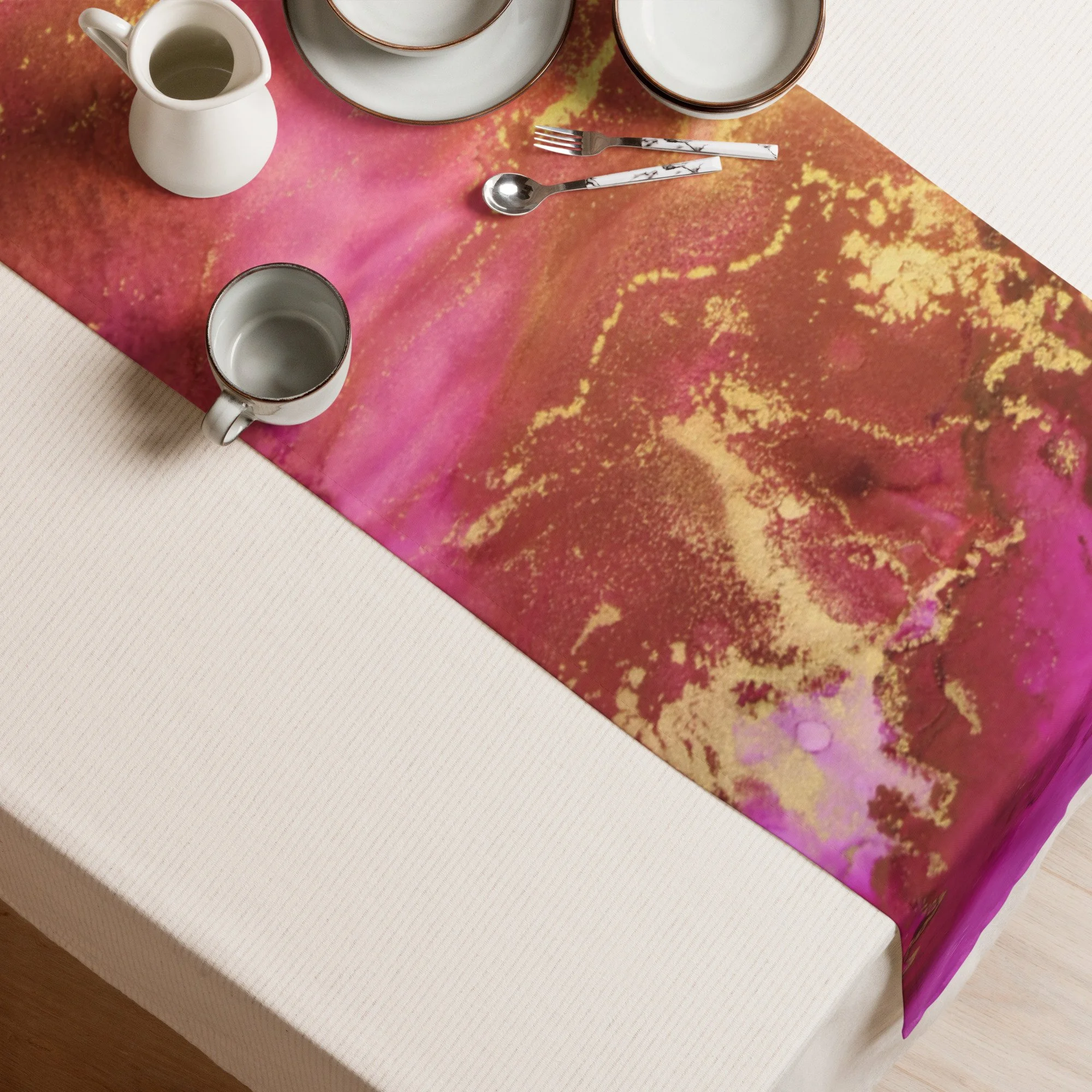 Table runner - Pink & Gold Bloom