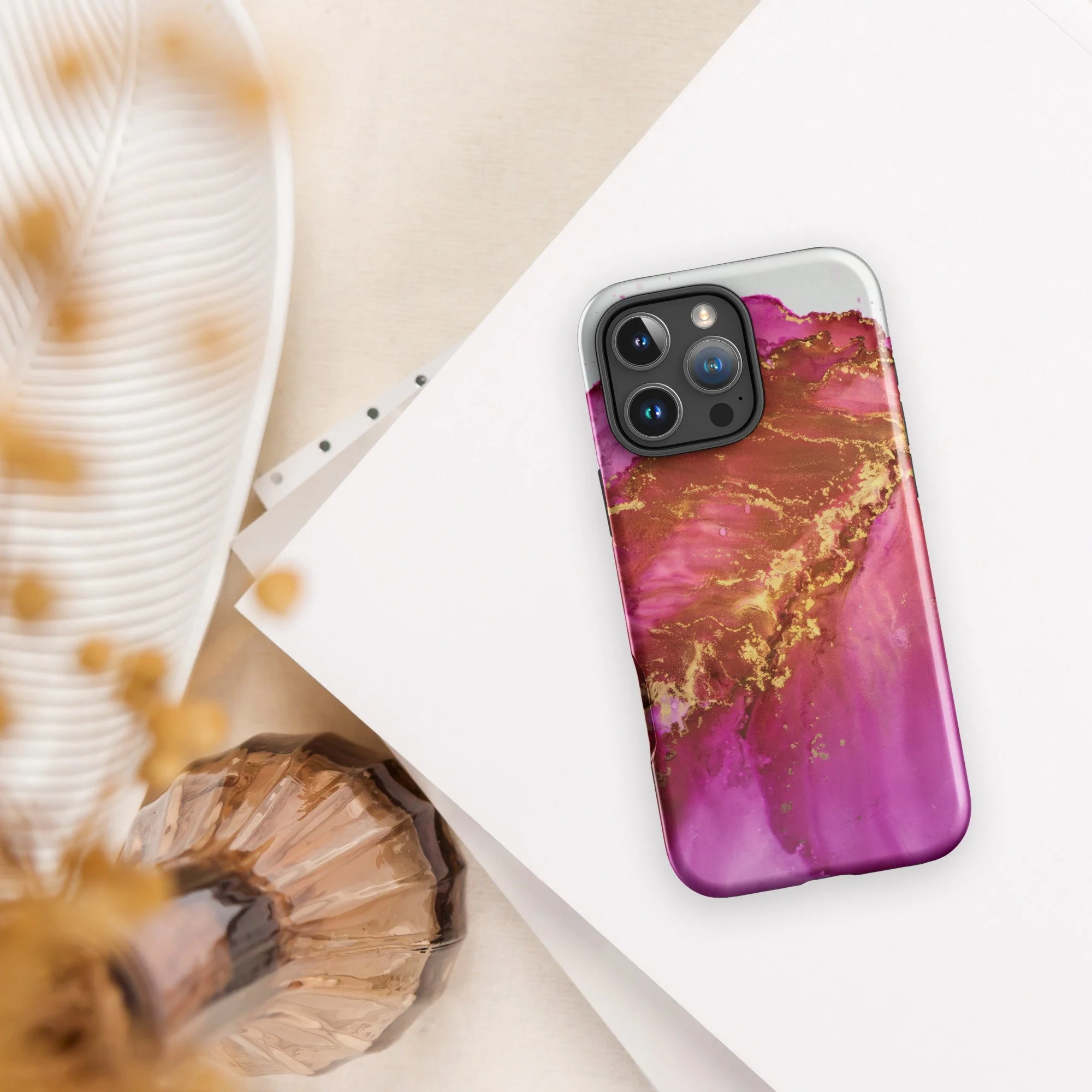 iPhone® Tough Case - Pink & Gold Bloom