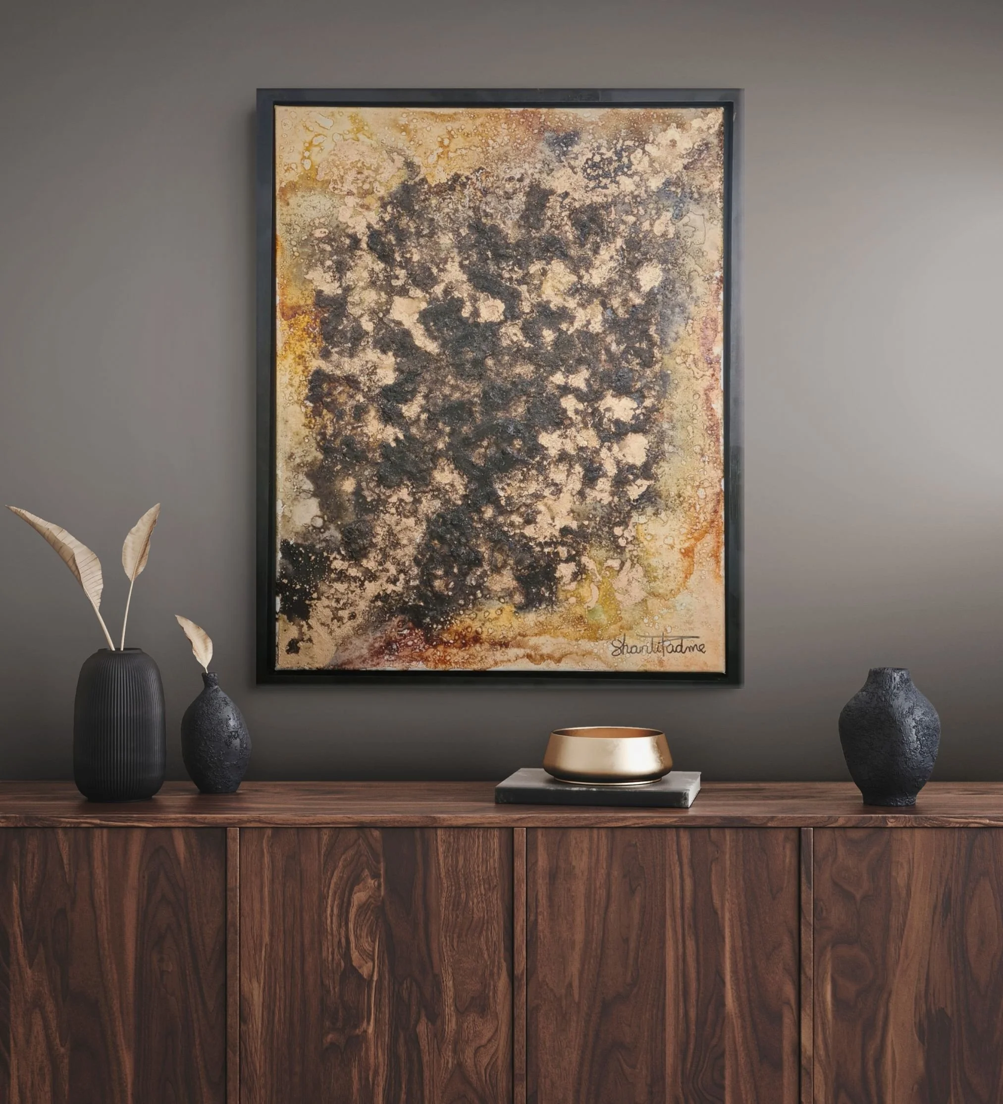 NEW! | After the Phoenix | Conceptual Piece | Framed | Textured Mixed Media on Canvas | 20" x 16"