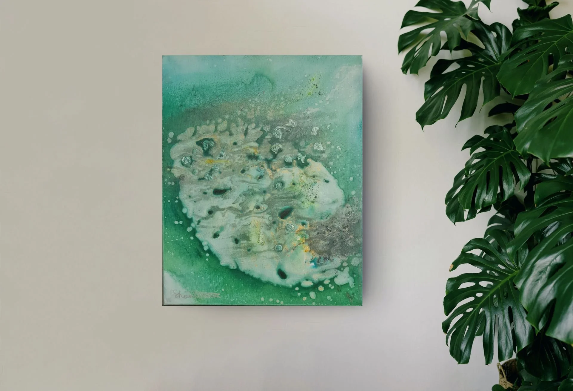Lagoon  | Conceptual Piece | Framed | Mixed Media on Canvas | 20" x 16"