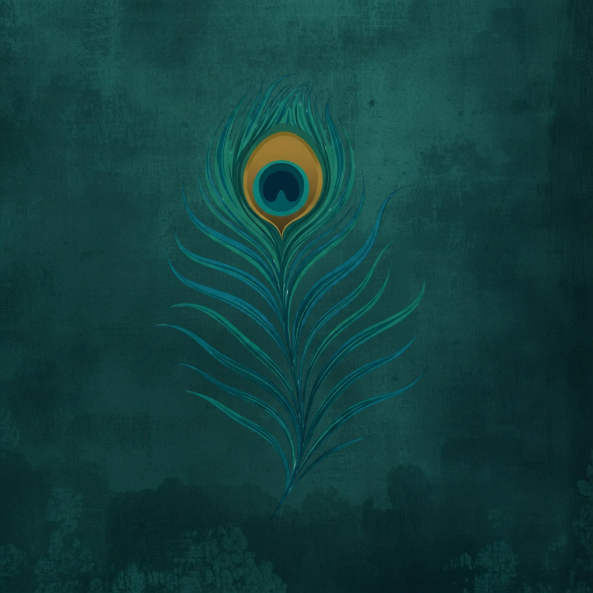 Teal and Gold Peacock Feather