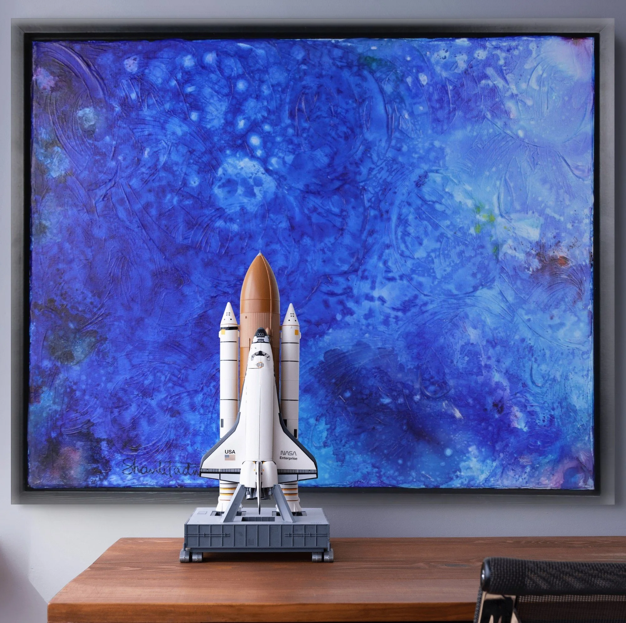 Space - Celestial | Conceptual Piece | Framed | Mixed Media on Textured Canvas | 20" x 16"