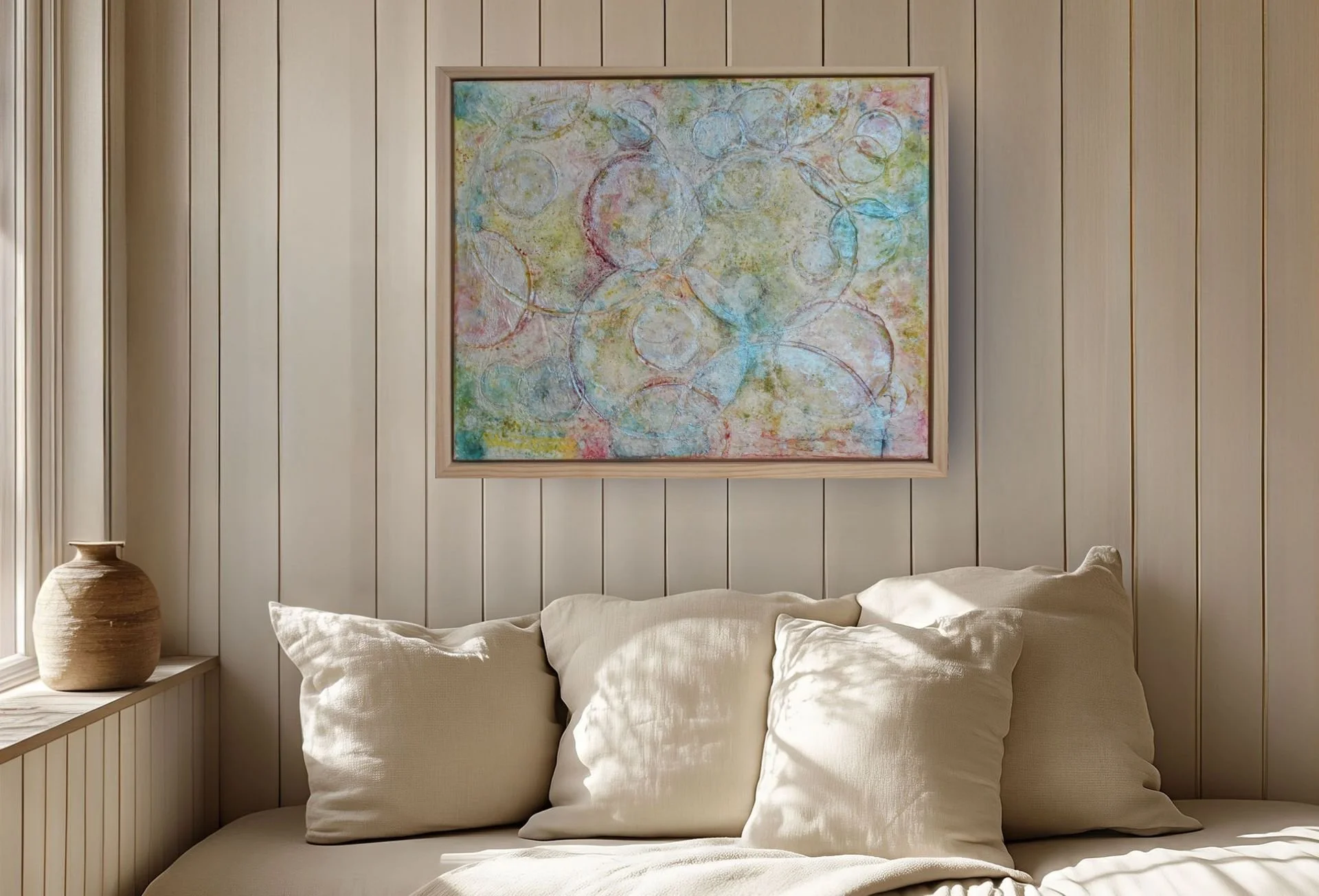 Five Lights - Thigles | Conceptual Piece | Framed | Mixed Media on Textured Canvas | 20" x 16"