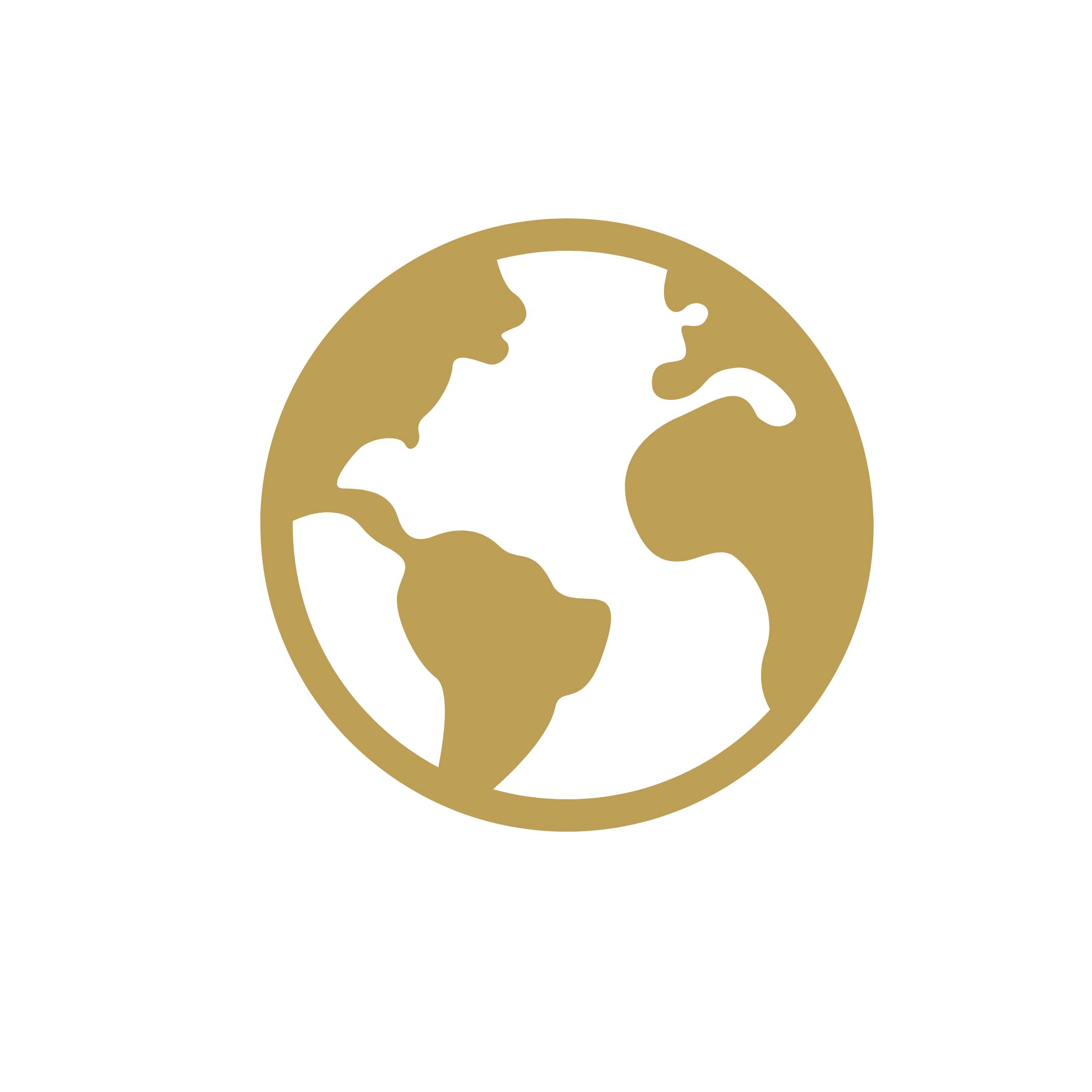 A black background with a gold circle of the Earth showing the continents of North America, Central America, South America, and parts of Europe and Africa.