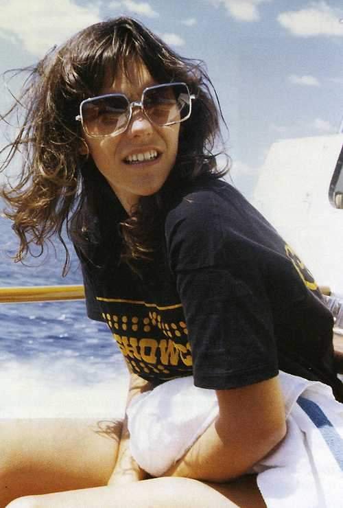Karen Carpenter in Showco Sound shirt on boat