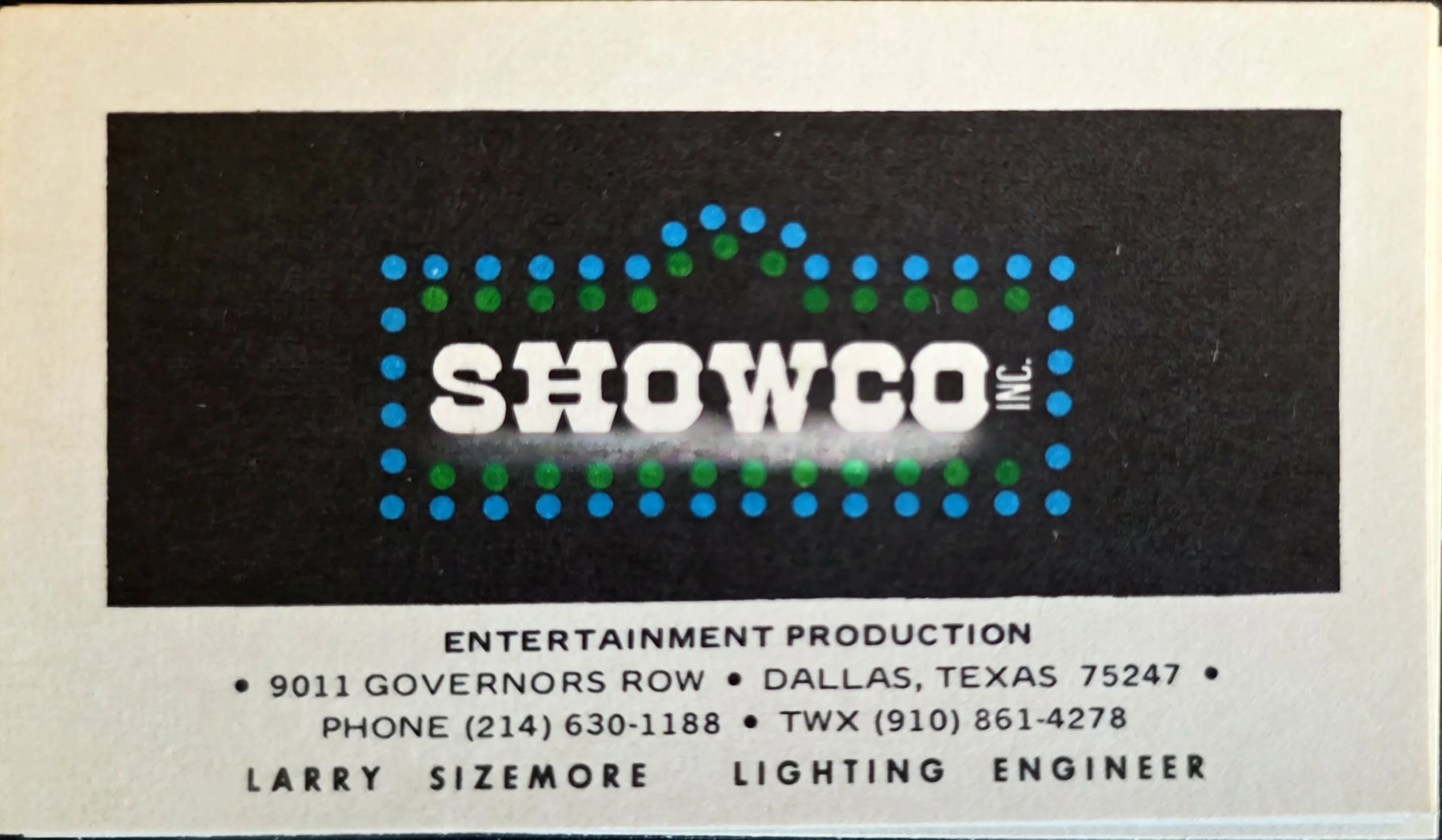 Larry Sizemore Showco business card