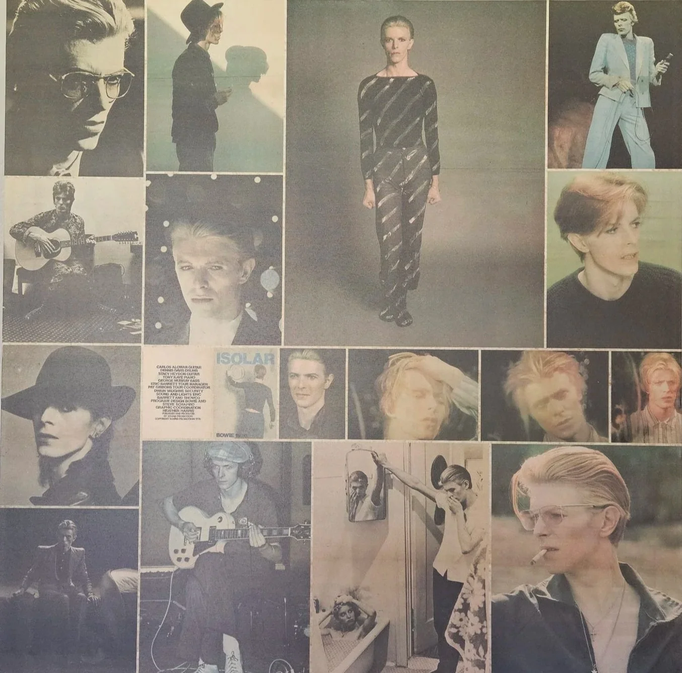 Collage of various images of male and female models and musicians, including portraits, candid shots, and fashion poses, with some images in black and white and others in color, featuring items like guitars, glasses, and fashion accessories.