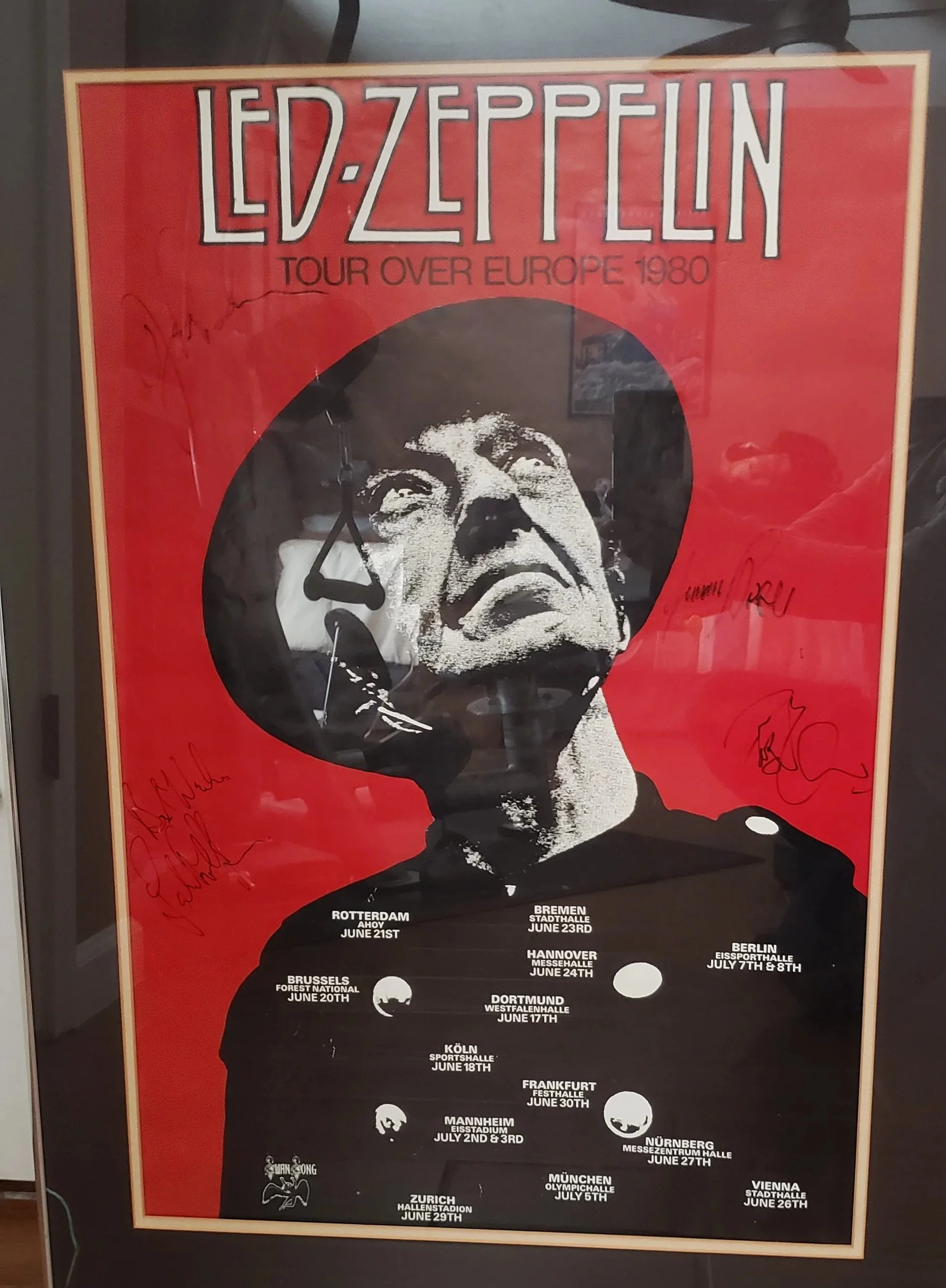 Led Zeppelin Tour Over Europe 1980 Autographed poster - courtesy Kretzschmar estate