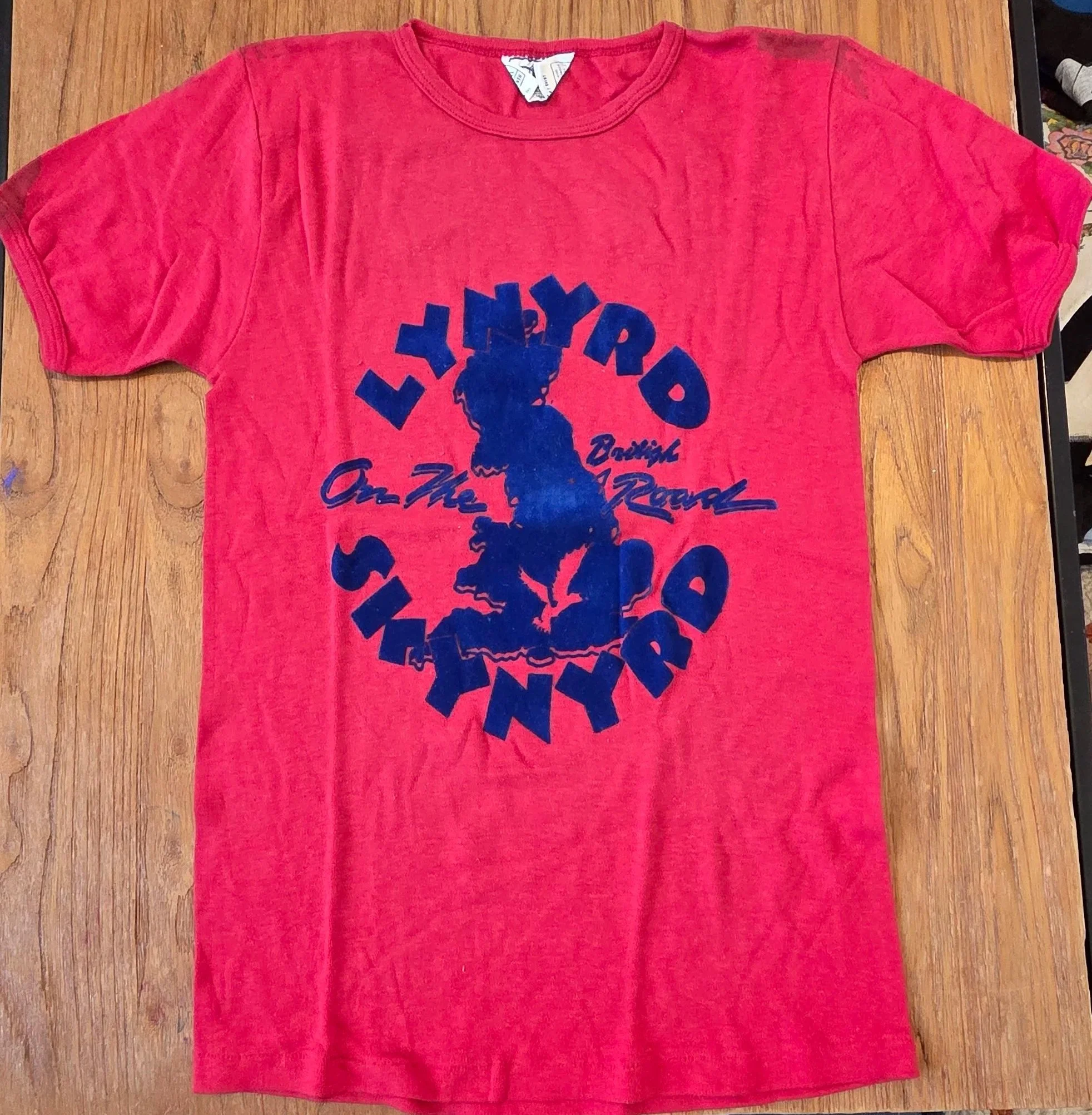 Lynyrd Skynyrd One for the Road 1976 Blue velvet flocking t-shirt-courtesy of the Sizemore Estate