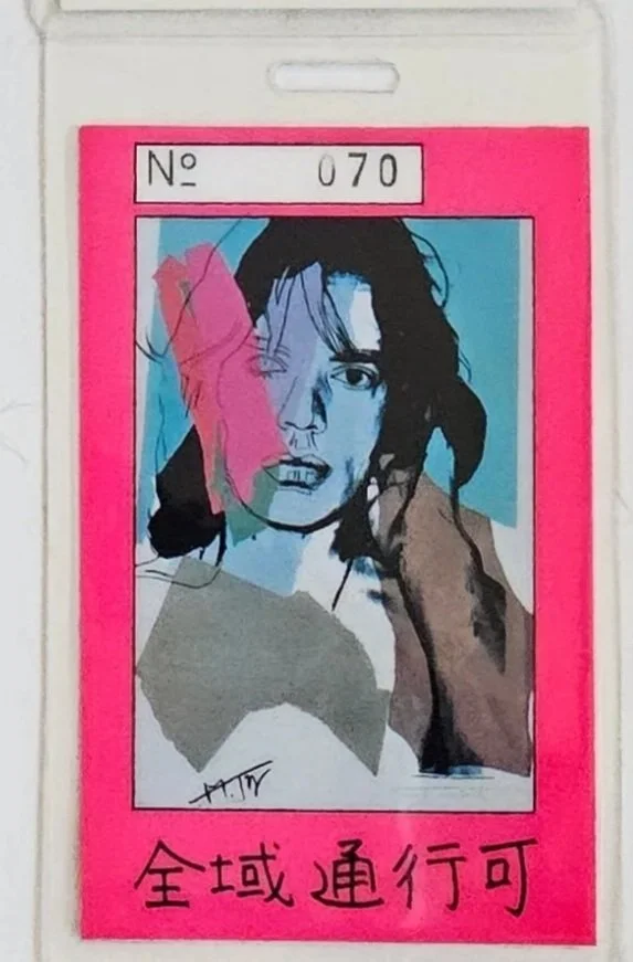 1988 Mick Jagger Japan Crew laminate - available for purchase via Showco Swag Shop - courtesy of Mike 'Funk' Ponczek
