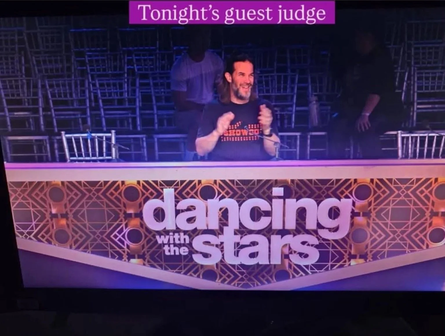 Brian Teed behind the scenes at Dancing with the Stars, wearing a SHOWCO shirt. 2026