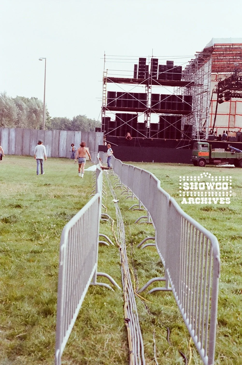 Stage and audience barricade at Summertime Open Air Festival, Ulm, Germany, 1978. Courtesy of the Showco Archives.