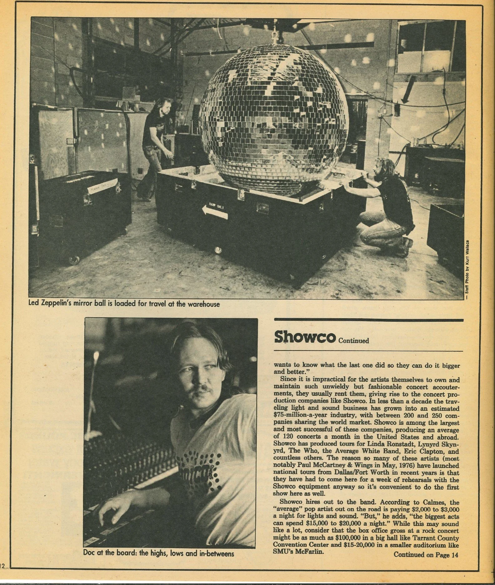 March 12, 1978 Dallas Times Herald Sunday Insert Cover 'Showco lights up their lives' article p.6
