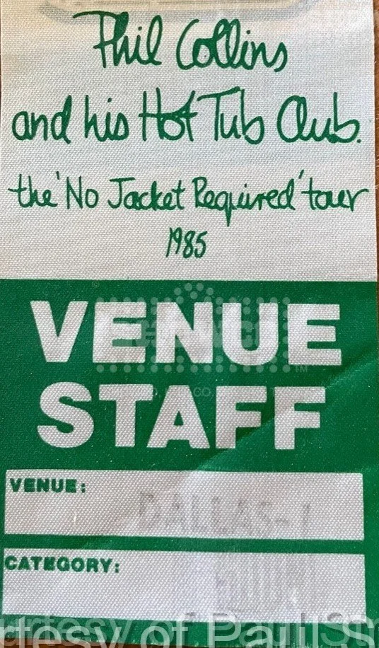 1985 No Jacket Required Venue Staff Pass 