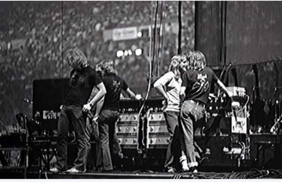 Led Zeppelin 1977 crew - Donnie Kretzschmar, Gary Carnes, ?, ?