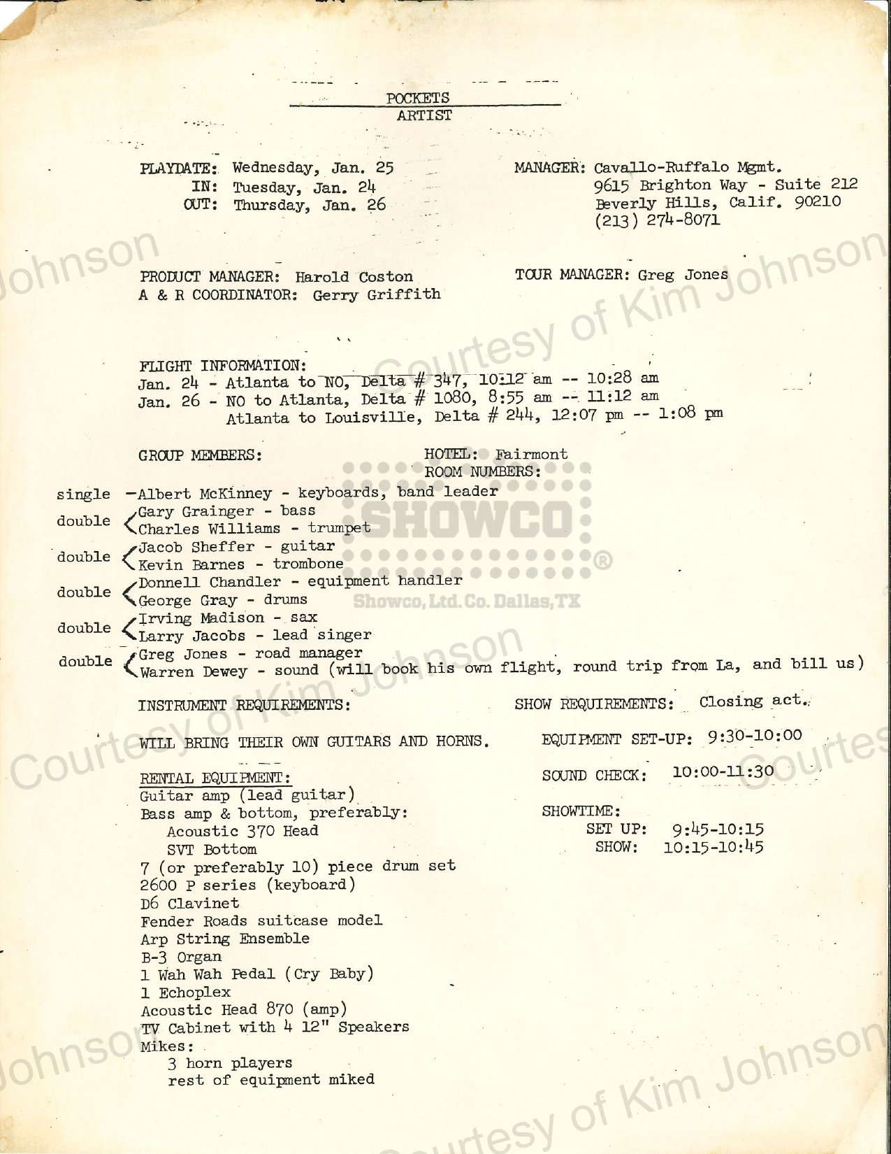 Pockets-Itinerary 1978